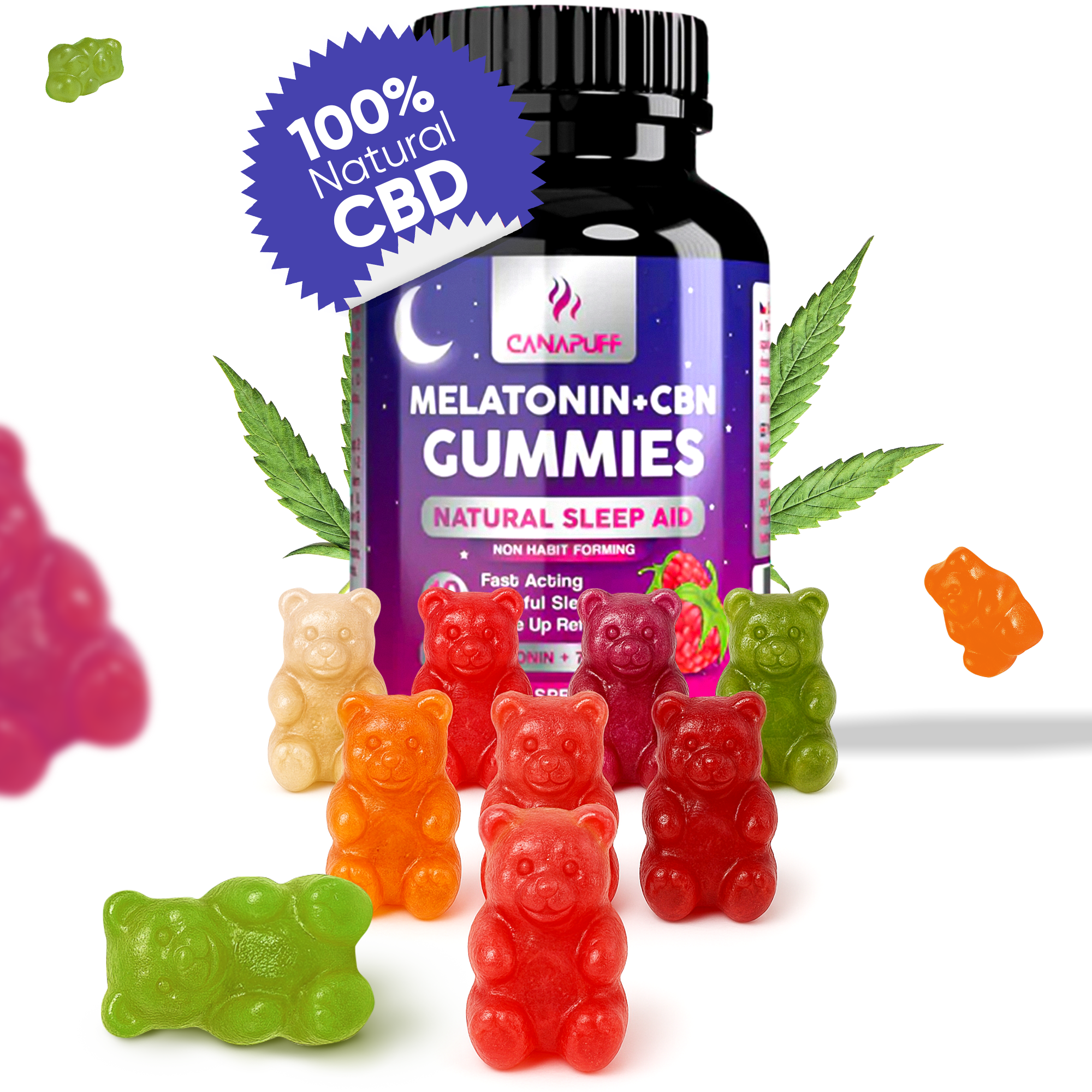 Melatonin+CBN Gummies - Hindbær-Canapuff