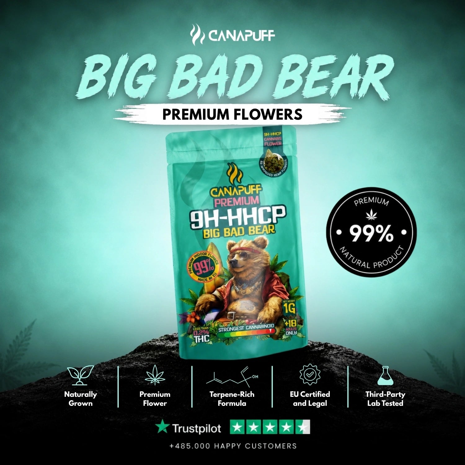 9h-HHCP Fleurs Big Bad Bear 99%