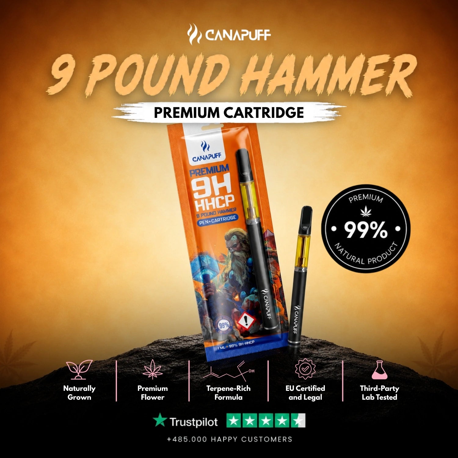 9h-HHCP Pen+Cartouche 9 Pound Hammer 99%