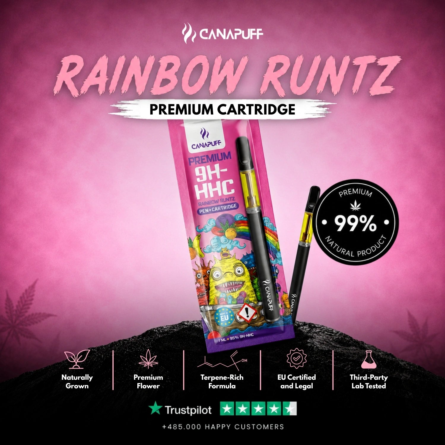 9H-HHC Pen+Cartouche Rainbow Runtz 95%