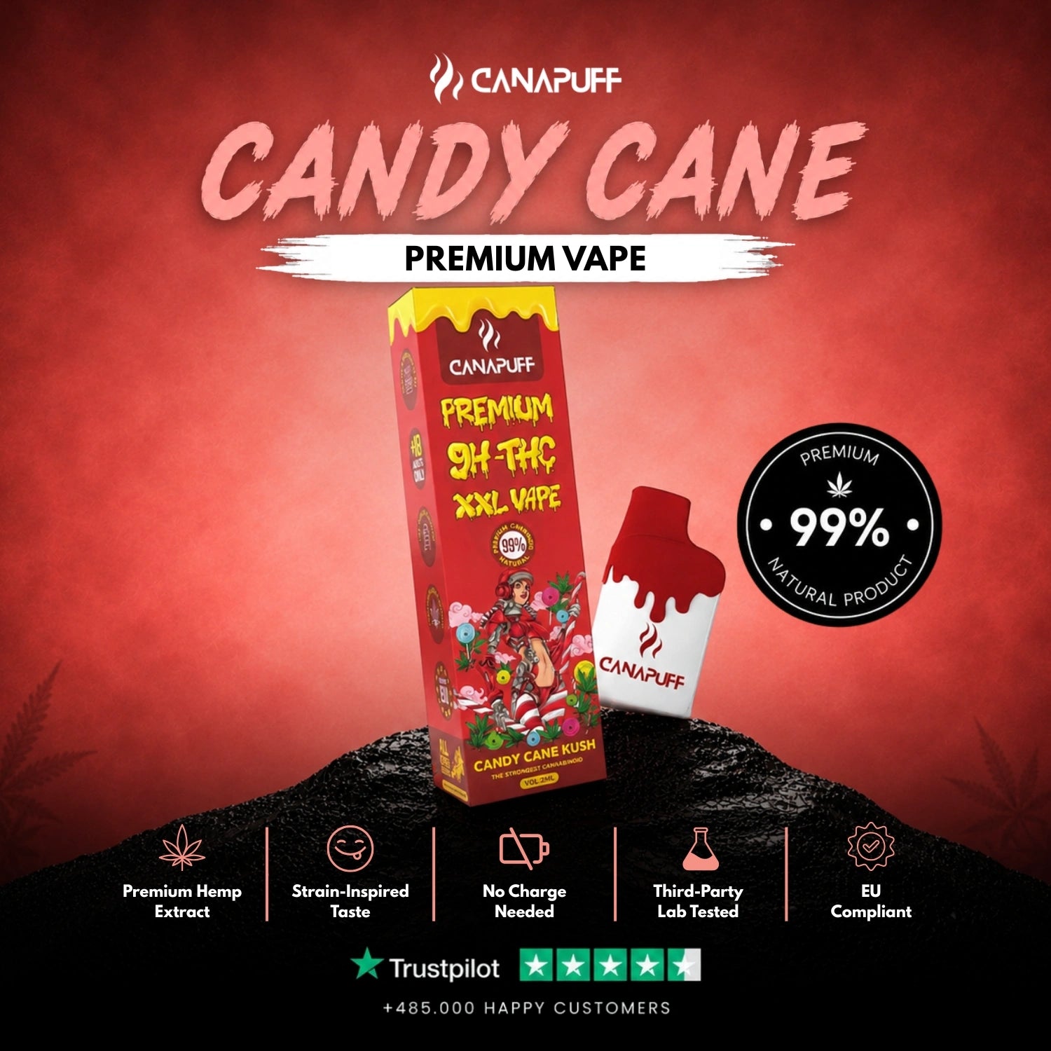 9H-THC XXL Vape Candy Cane Kush 99 % 2 ml