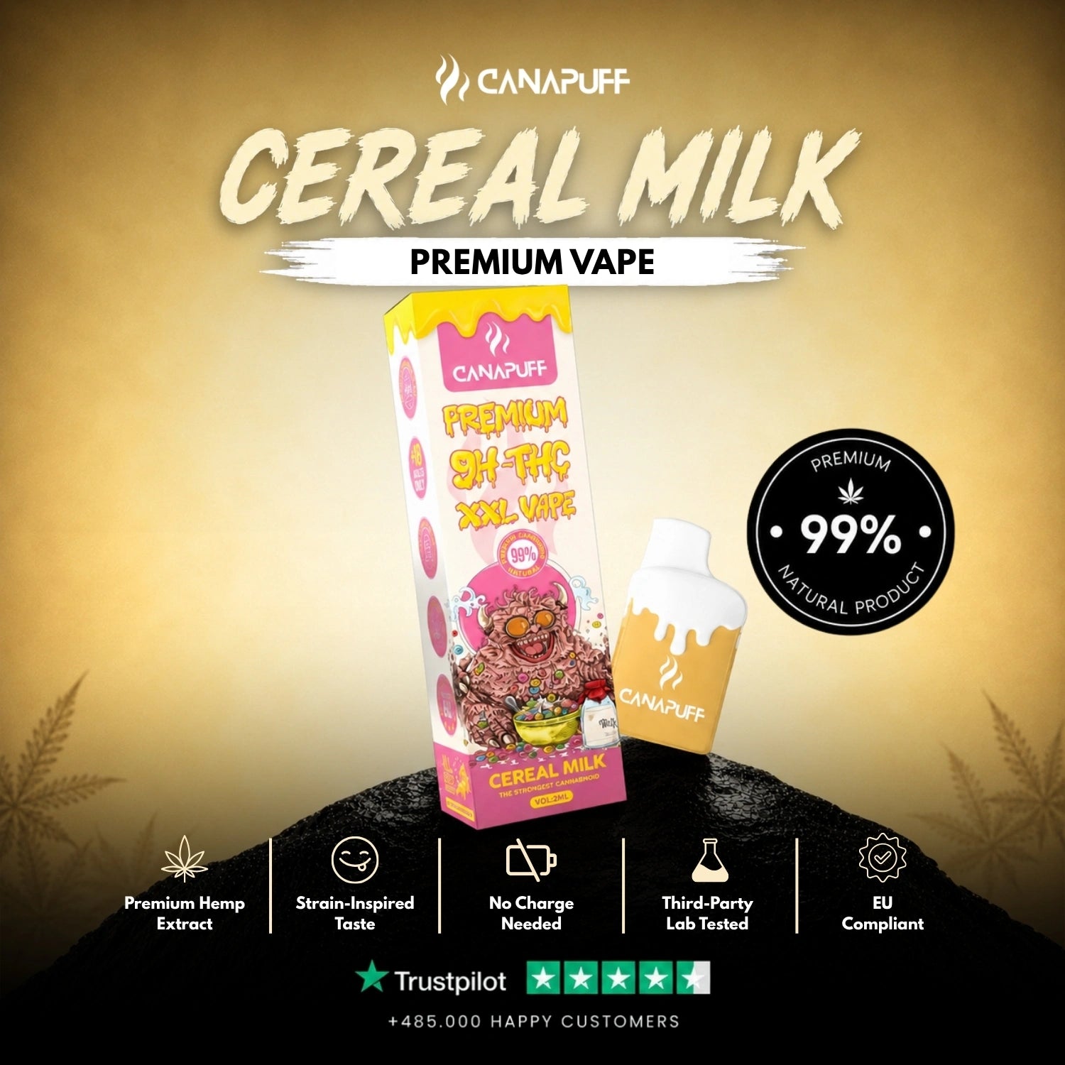9H-THC XXL Vape Cereal Milk 99% 2ml
