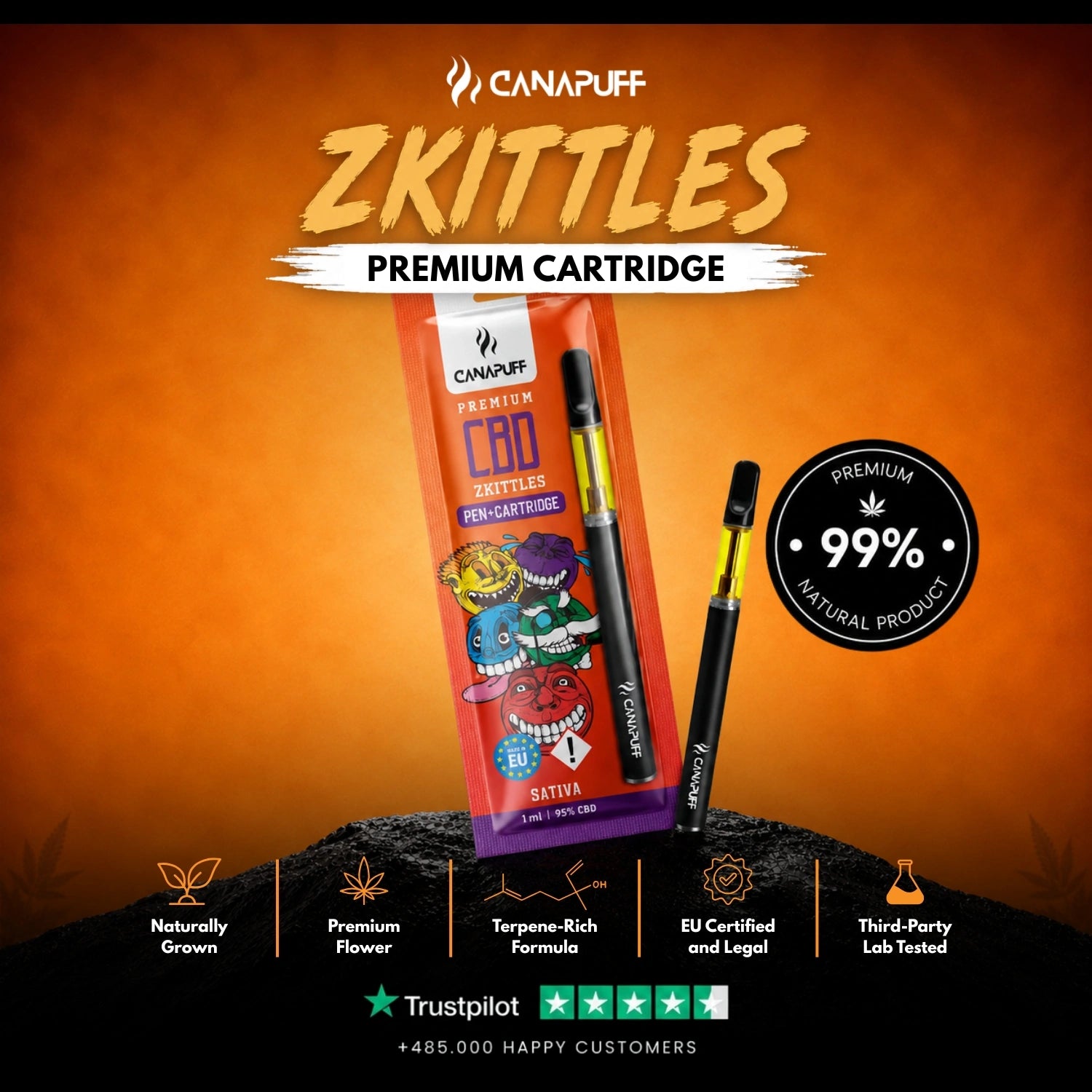 CBD Pen+Cartouche Zkittles 95 %