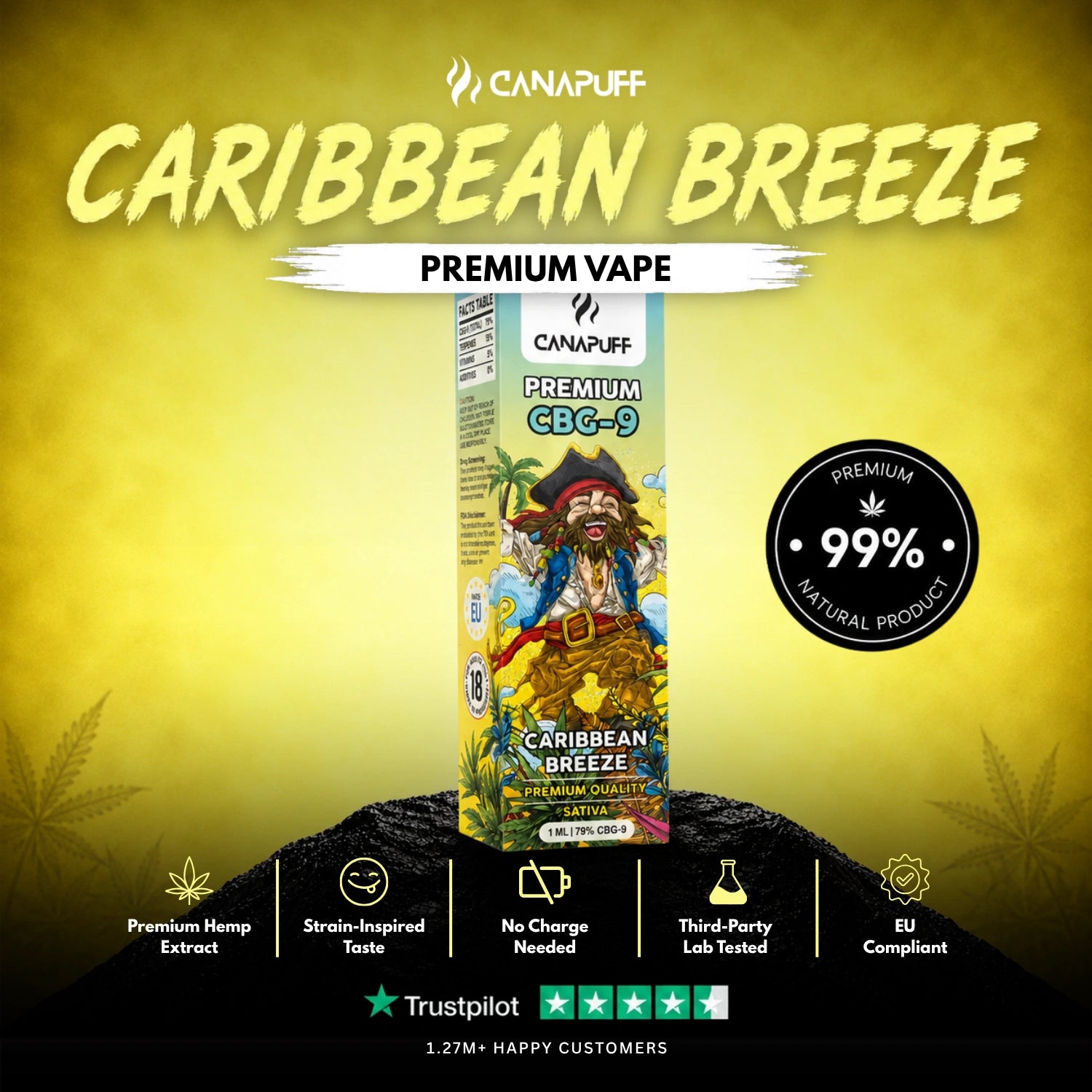 CBG9 Vape Caribbean Breeze 79 % 1 ml