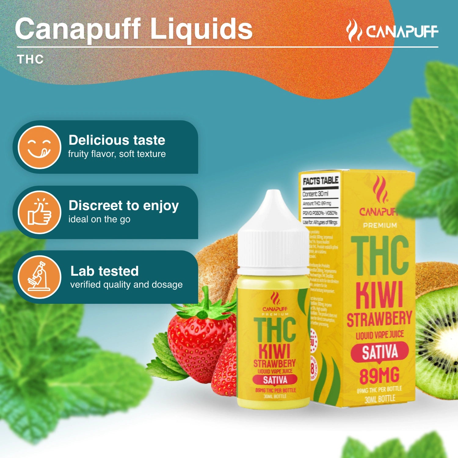 THC Liquid 89mg - Kiwi Aardbei - 30ml - Canpuff