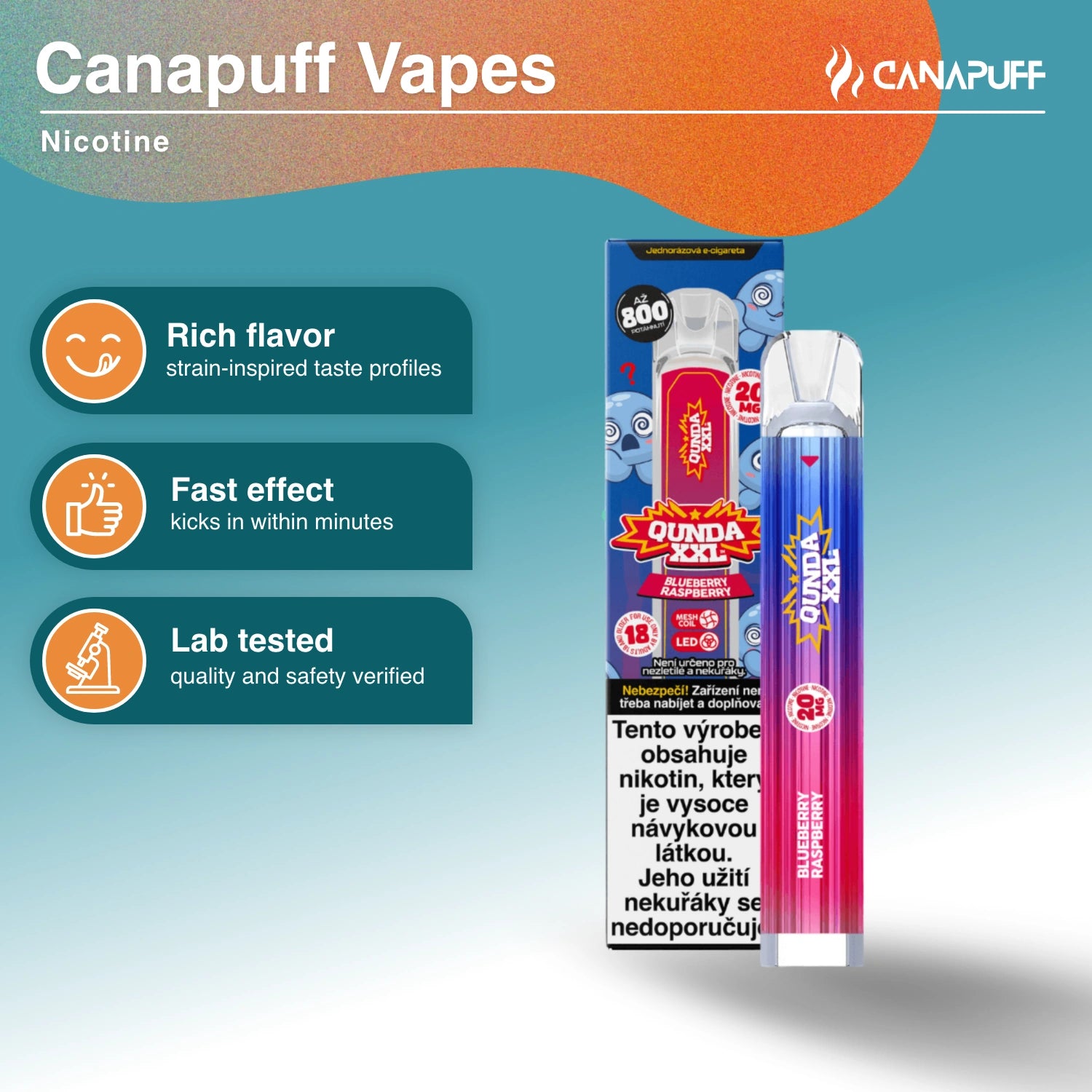 Qunda XXL Blueberry Raspberry - Nikotino Vape - Canapuff