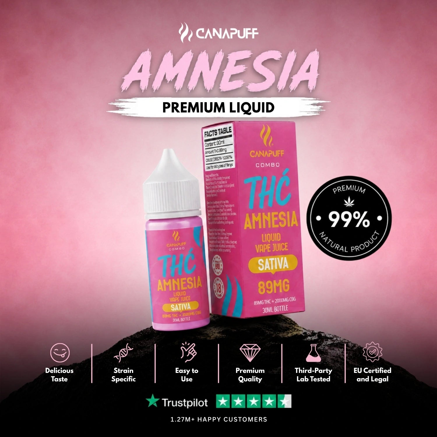 THC Liquid 89 mg 2000 mg CBG Amnesia 30 ml