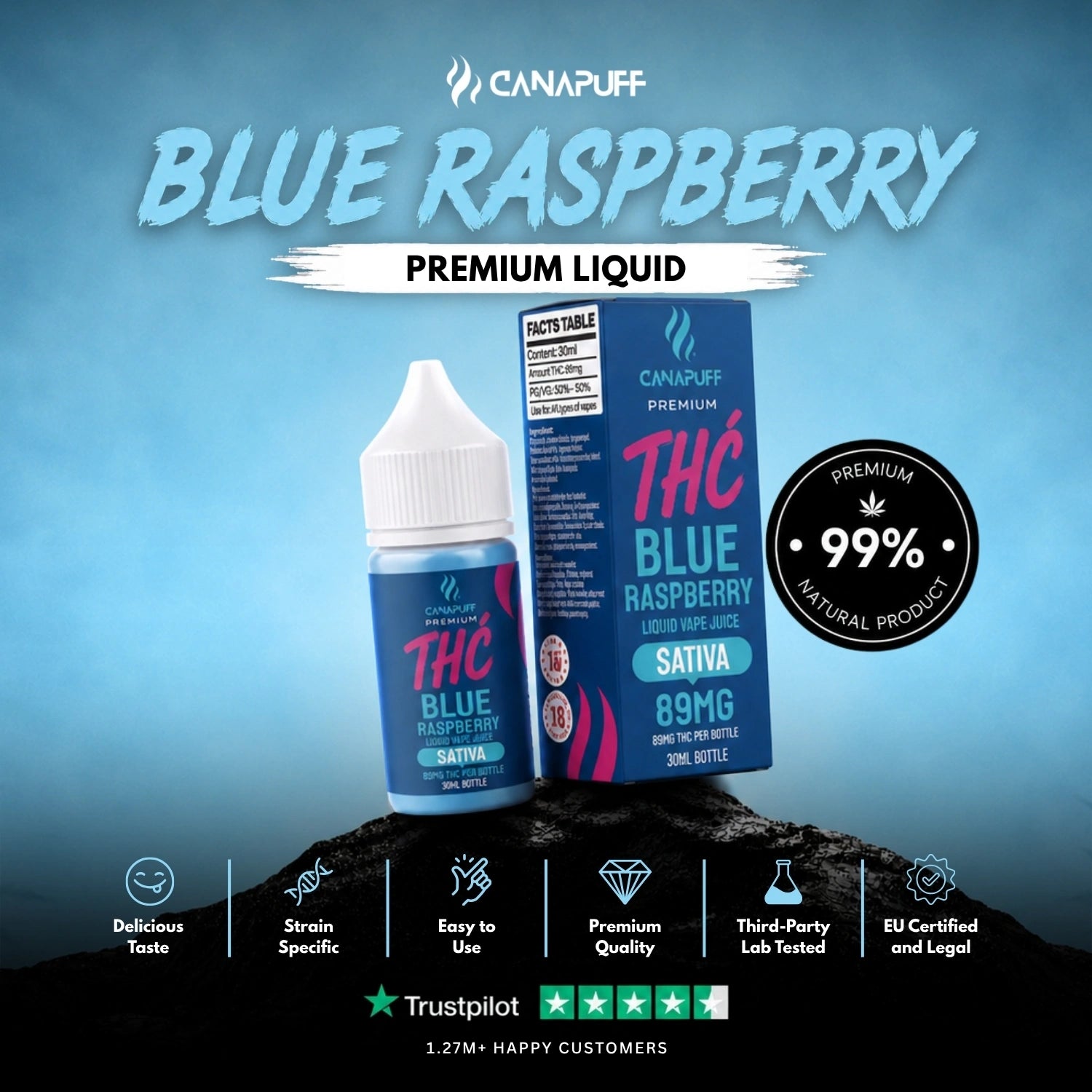 THC Liquid Kék málna 89 mg 30 ml