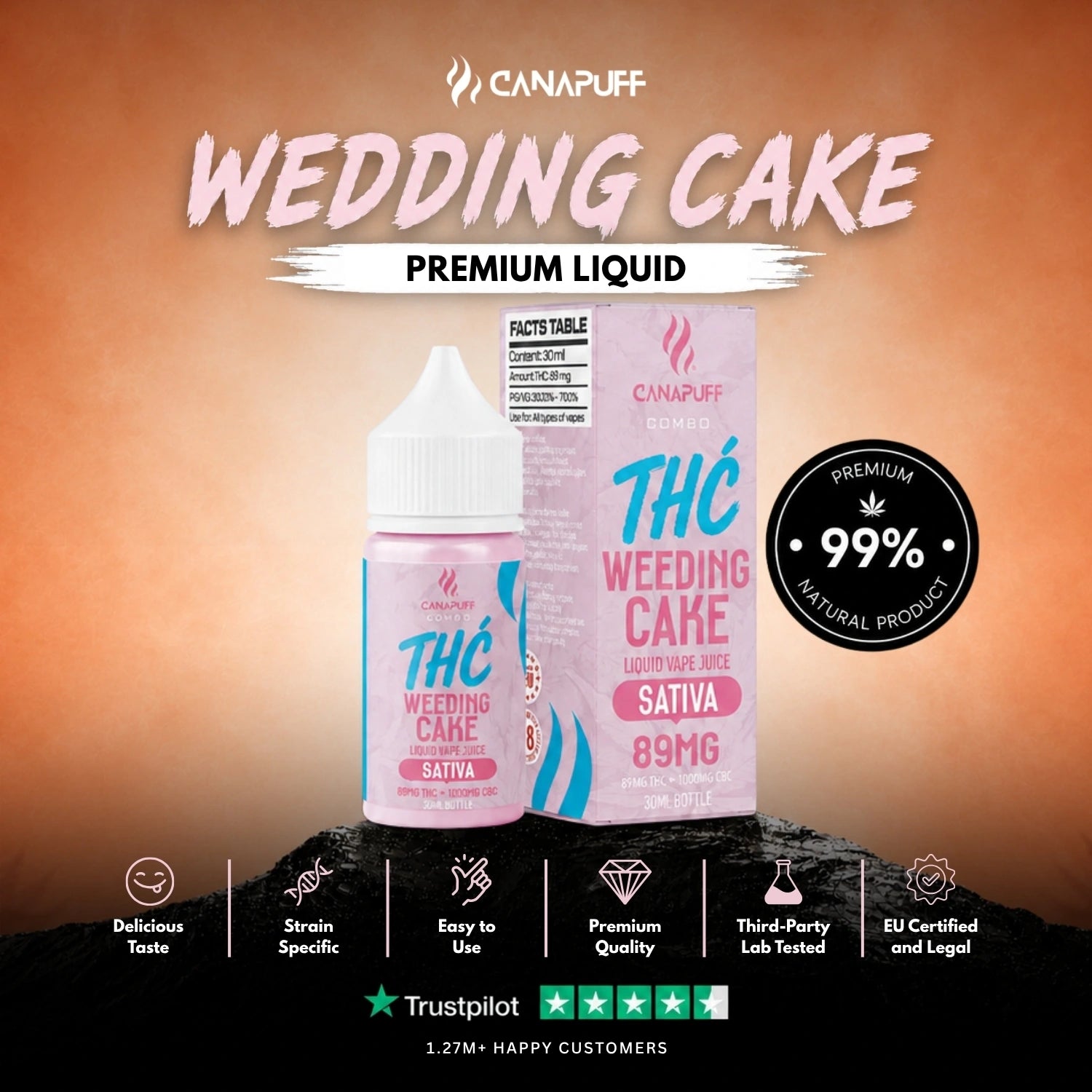 THC Liquid 89mg 1000mg CBC Weeding Cake 30ml
