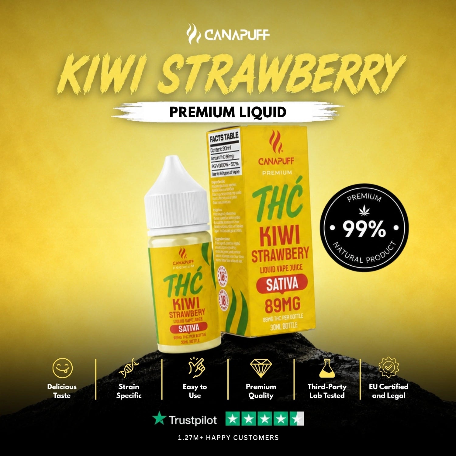 THC Liquid kivi Strawberry 89 mg 30 ml
