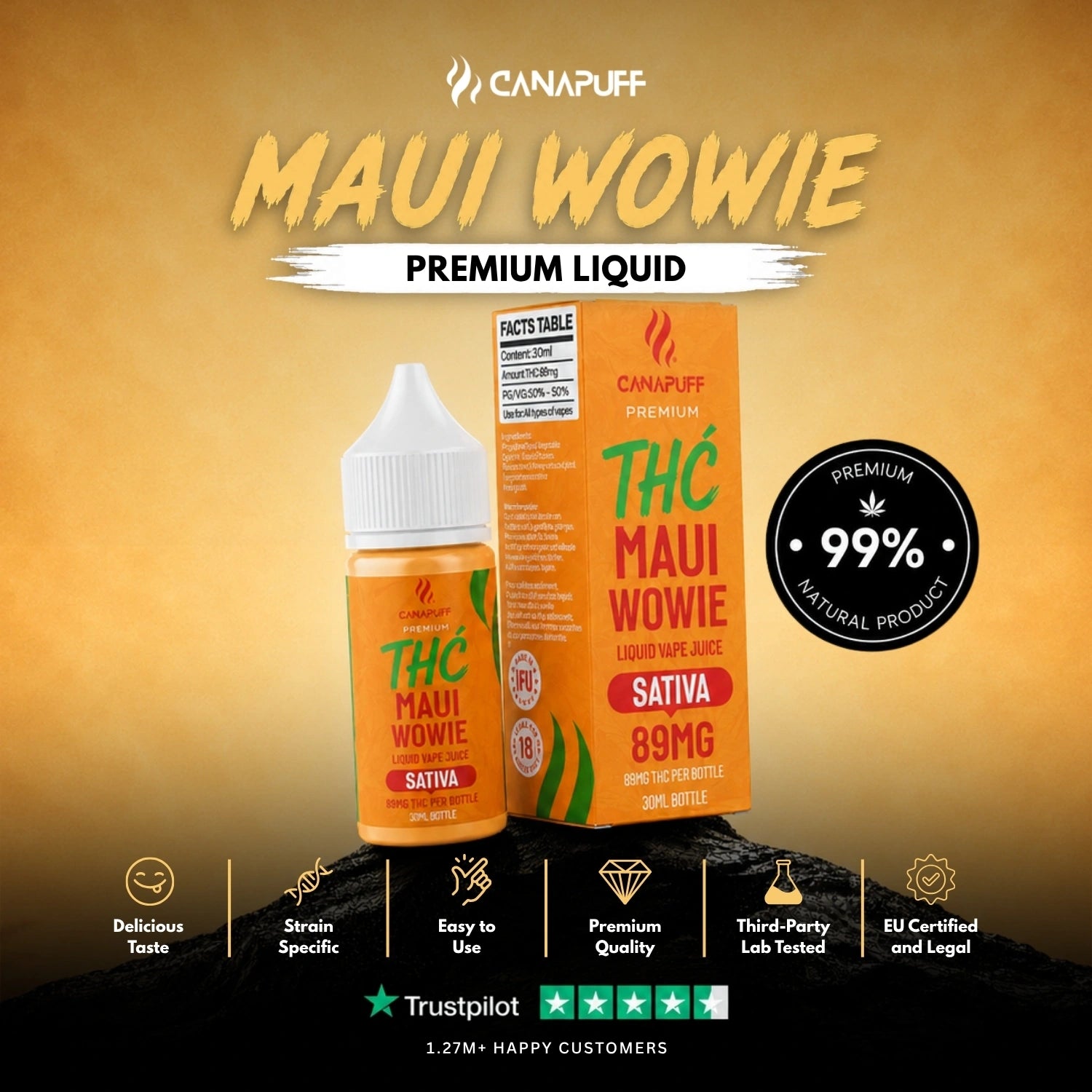 THC Liquid Maui Wowie 89 mg 30 ml