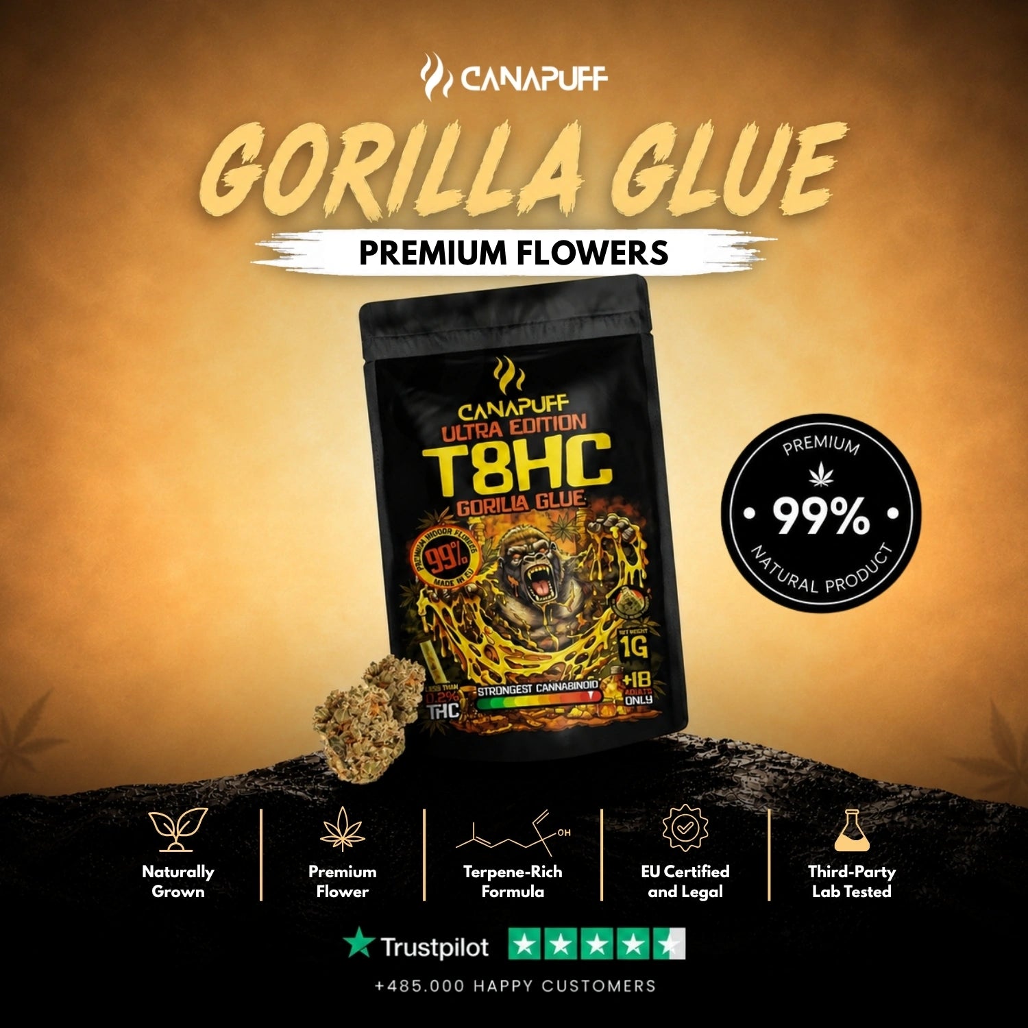 Fleurs T8HC Gorilla Glue 99 %