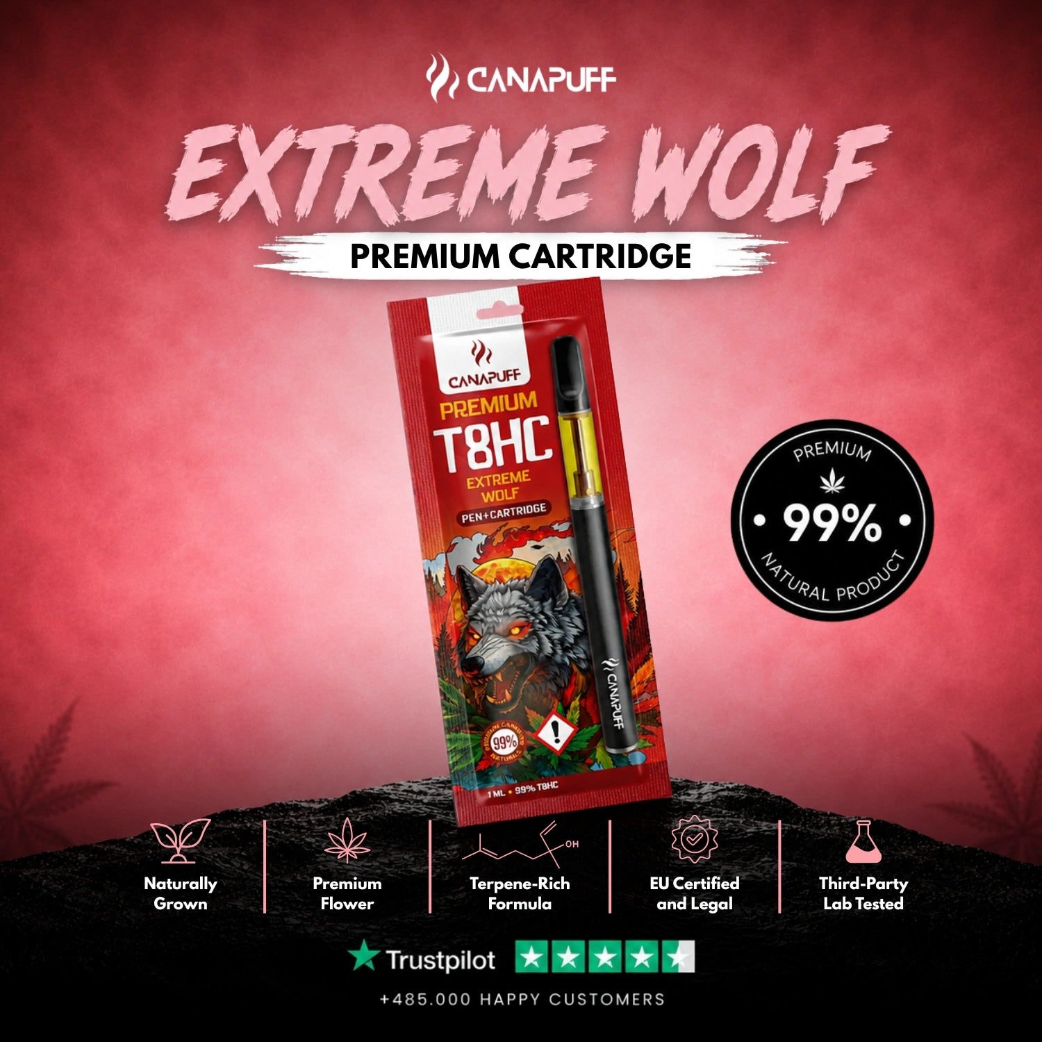T8HC Pen + Cartouche Extreme Wolf 99 %