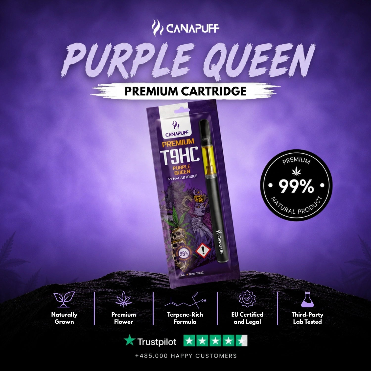 T9HC Pen + Cartouche Purple Queen 99 %