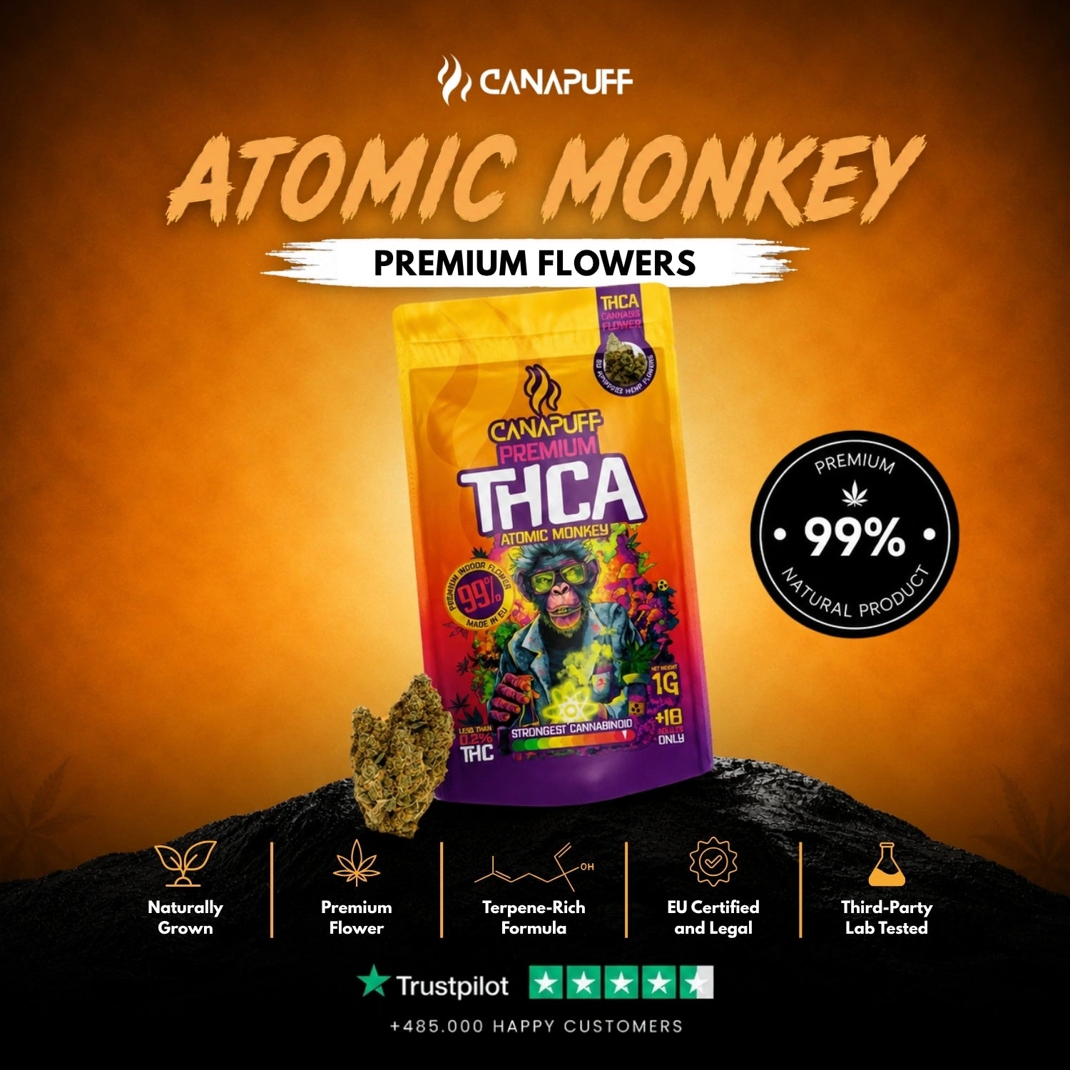 Άνθη THCA Atomic Monkey 99%