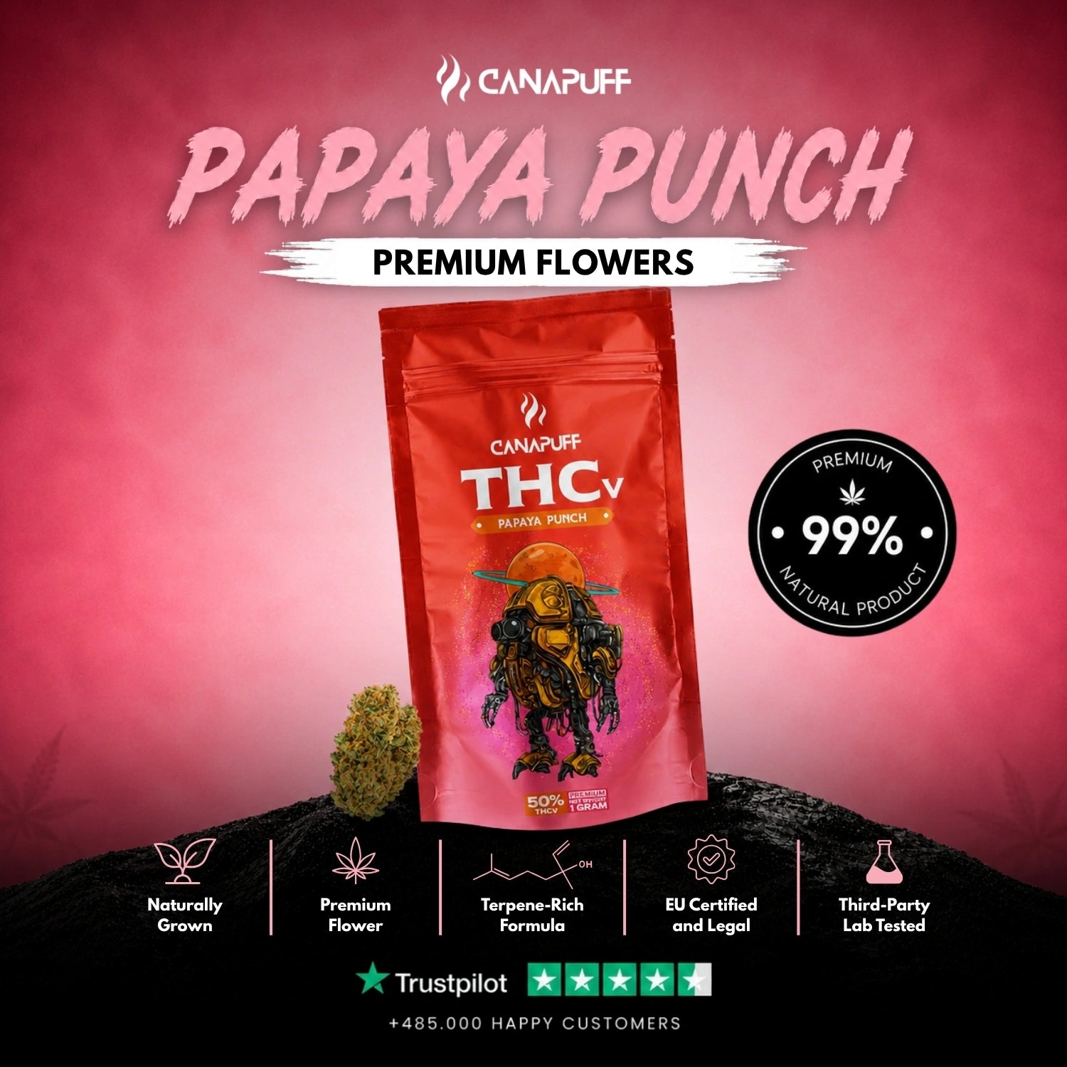 THCv Flowers Papaya Punch 50%