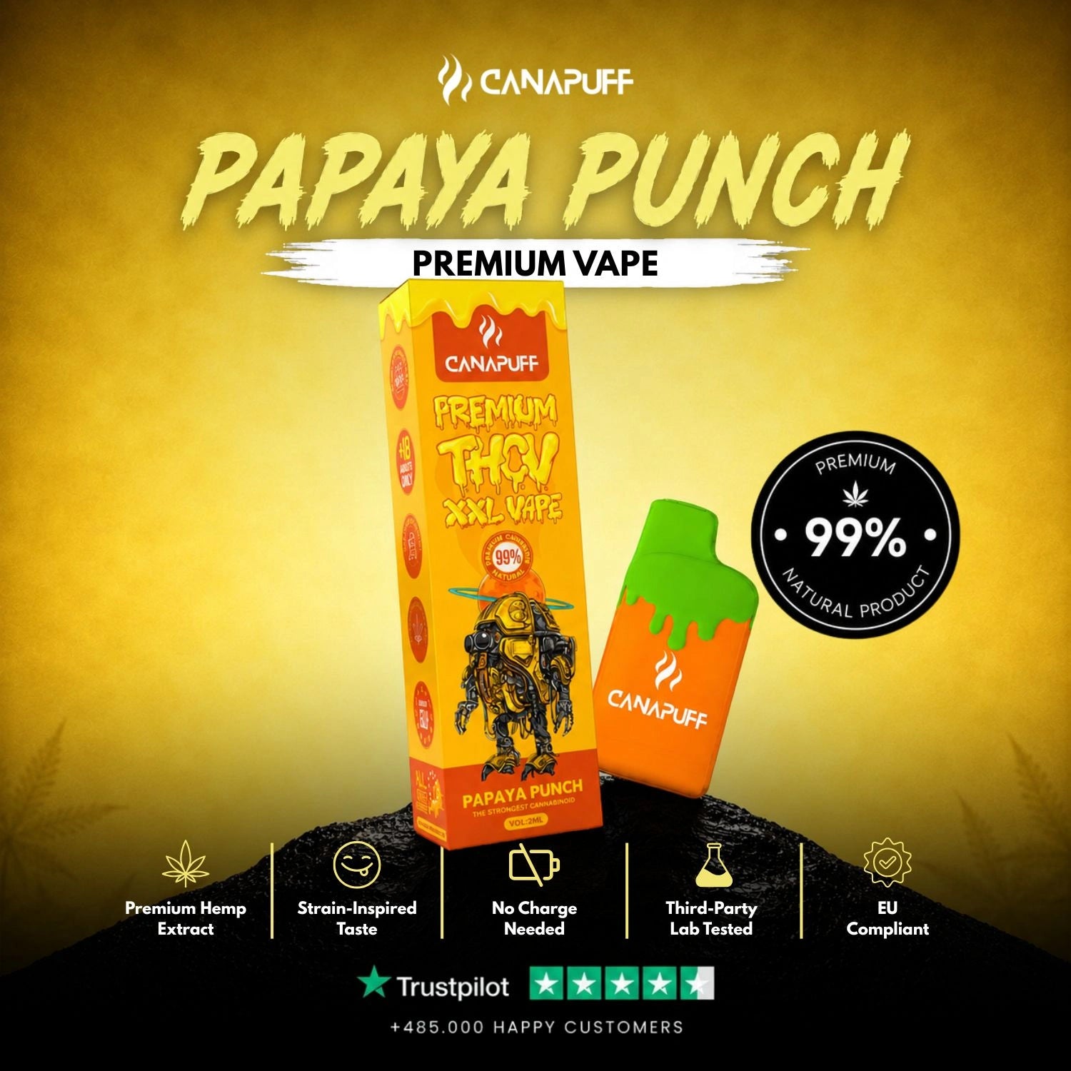 THCv XXL Vape Papaya Punch 99% 2ml