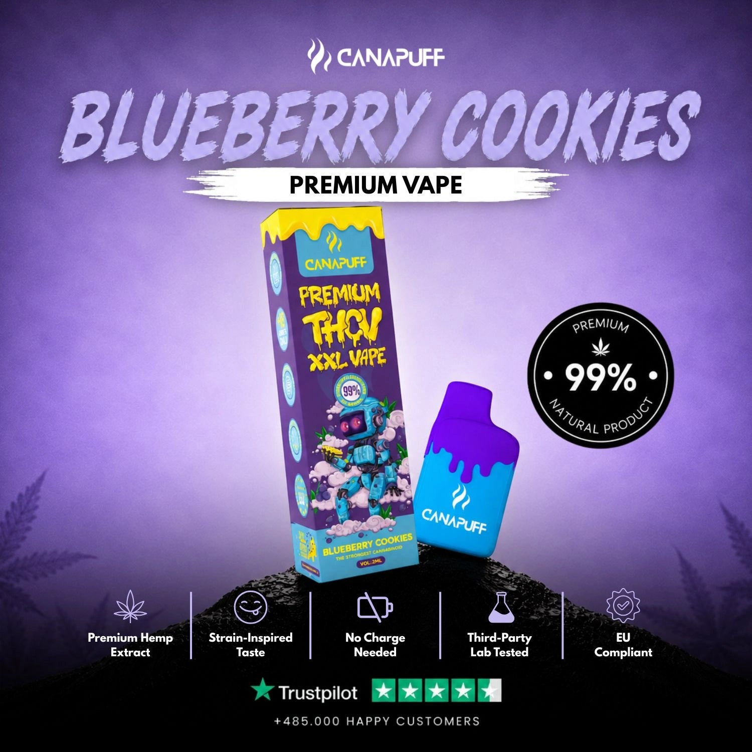 THCv XXL Vape Blueberry Cookies 99% 2ml