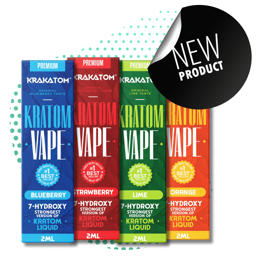 Kratom vape-produkter i fire frugtagtige smagsvarianter, ny udgivelse.