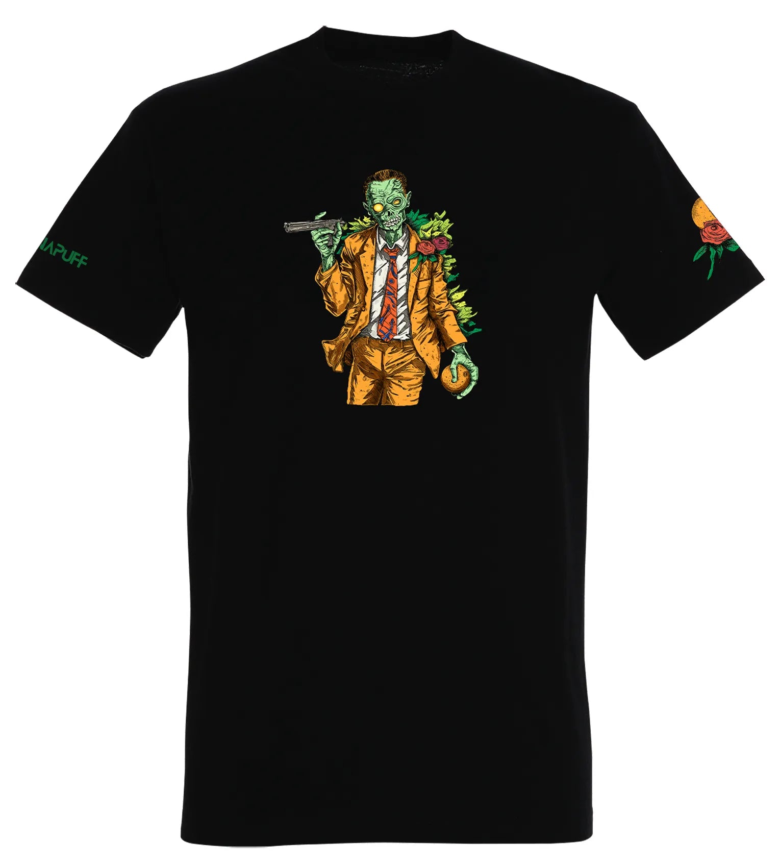 Canapuff T-Shirt v černé barvě se zeleným zombíkem