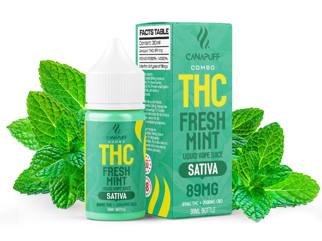 THC liquid 89 mg 2000 mg CBD Fresh Mint 30 ml-Canapuff