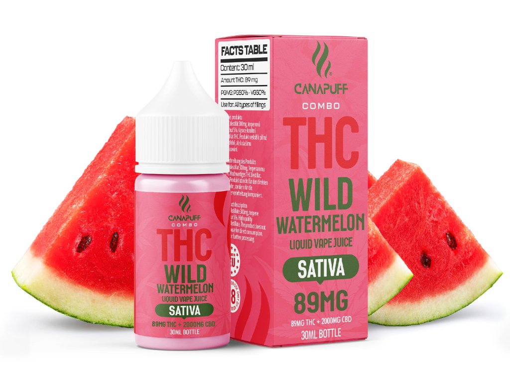 THC liquid 89 mg 2000 mg CBD Wild Watermelon 30 ml-Canapuff