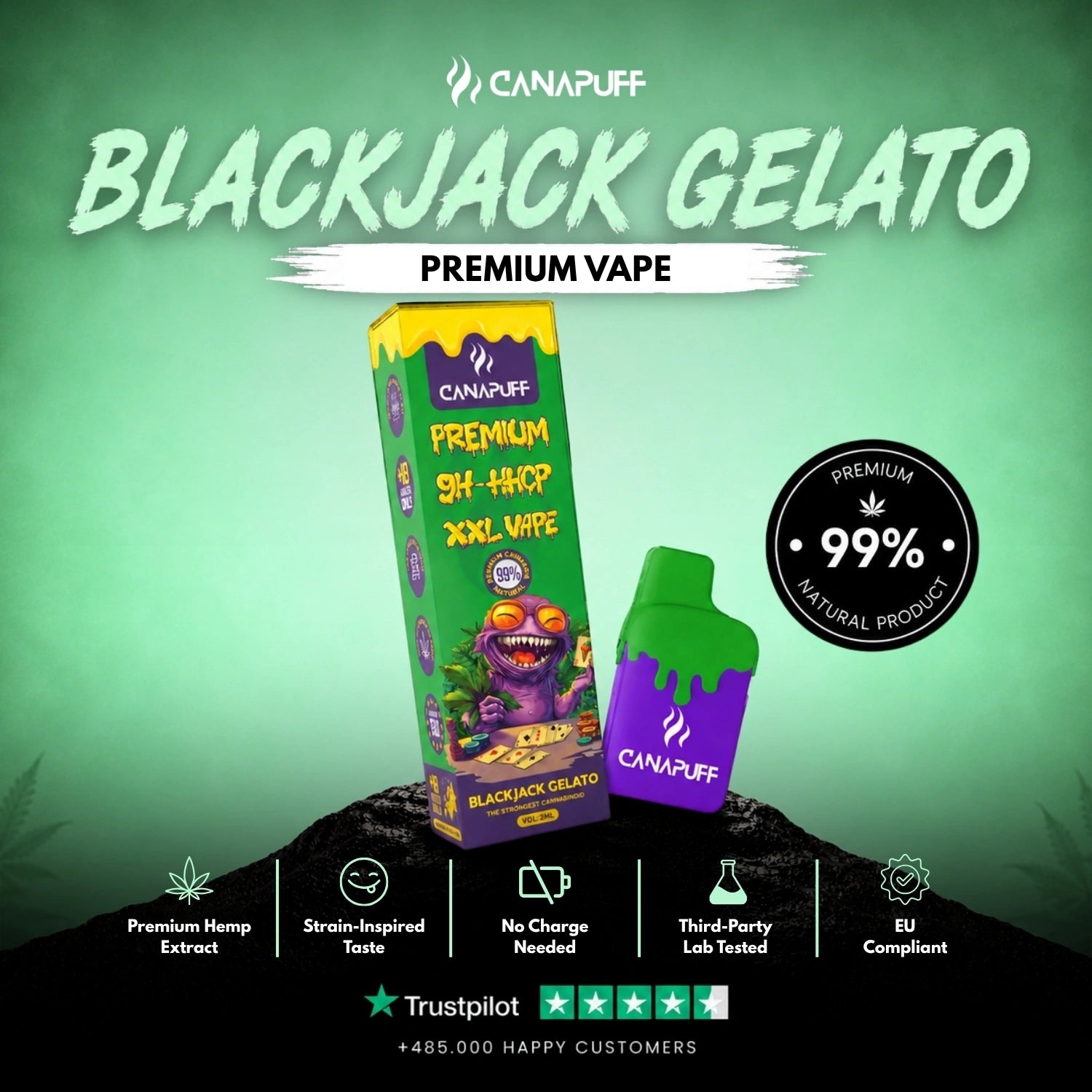 9H-HHCP XXL Vape Blackjack Gelato 99 % 2 ml