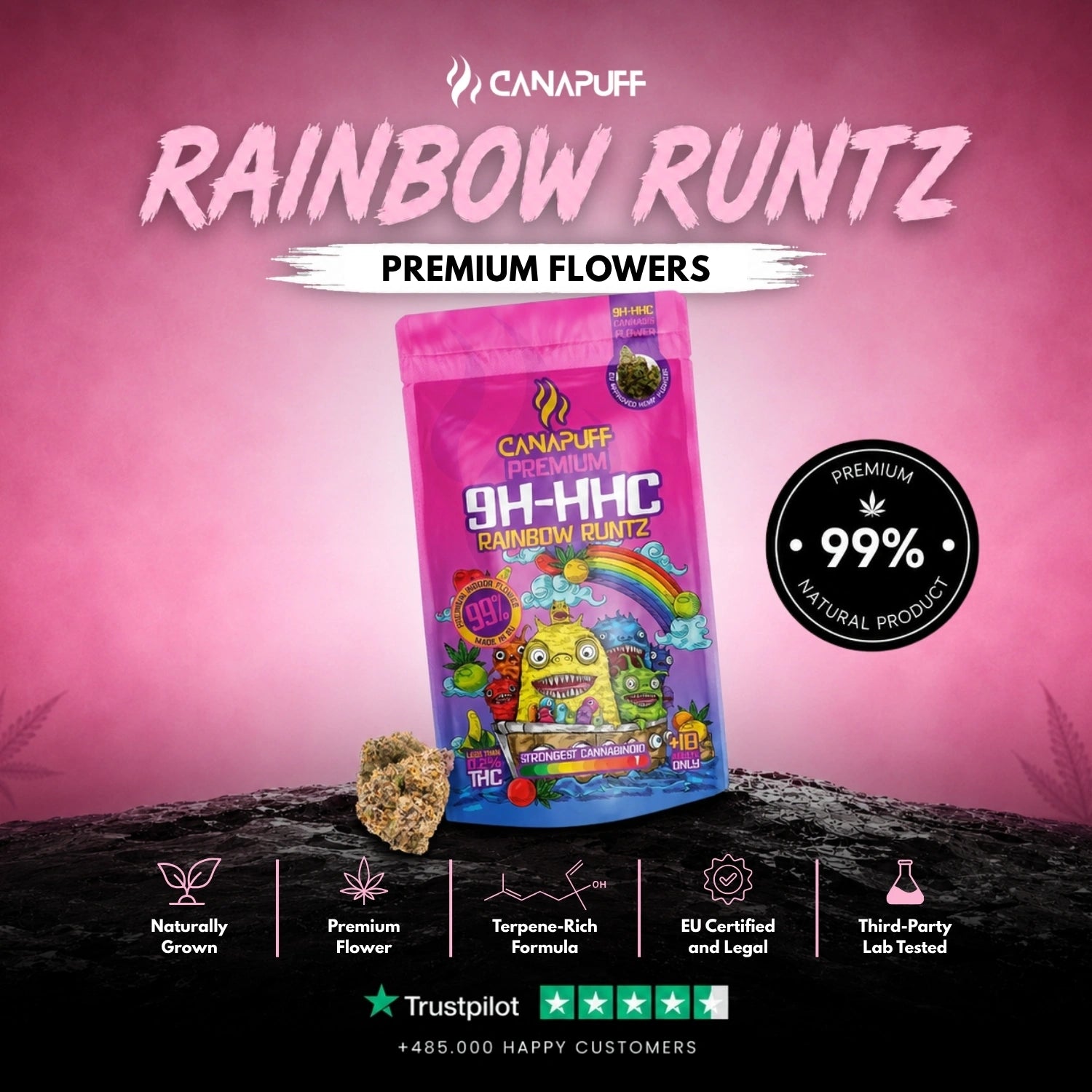 9H-HHC Fleurs Rainbow Runtz 99%