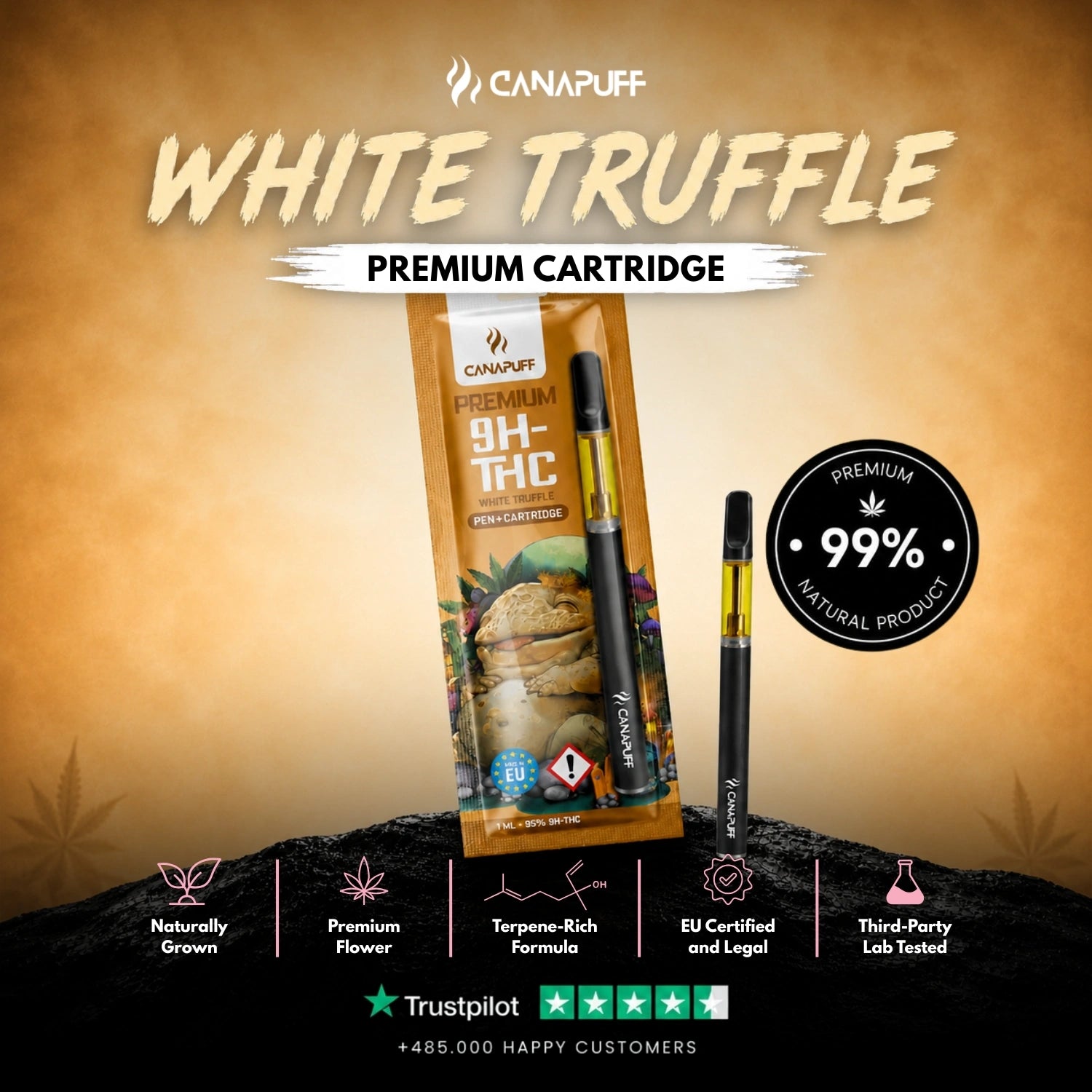 9H-THC Pen+Cartouche White Truffle 95%