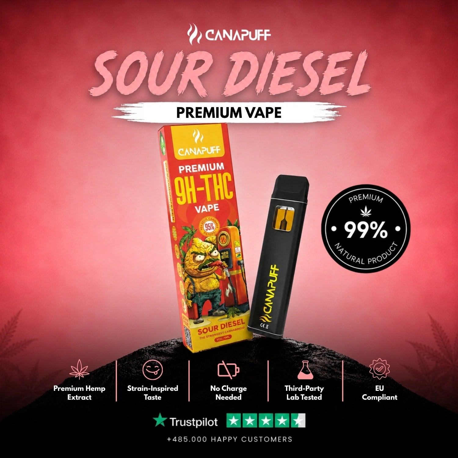 9H-THC Vape Sour Diesel 95 % 1 ml