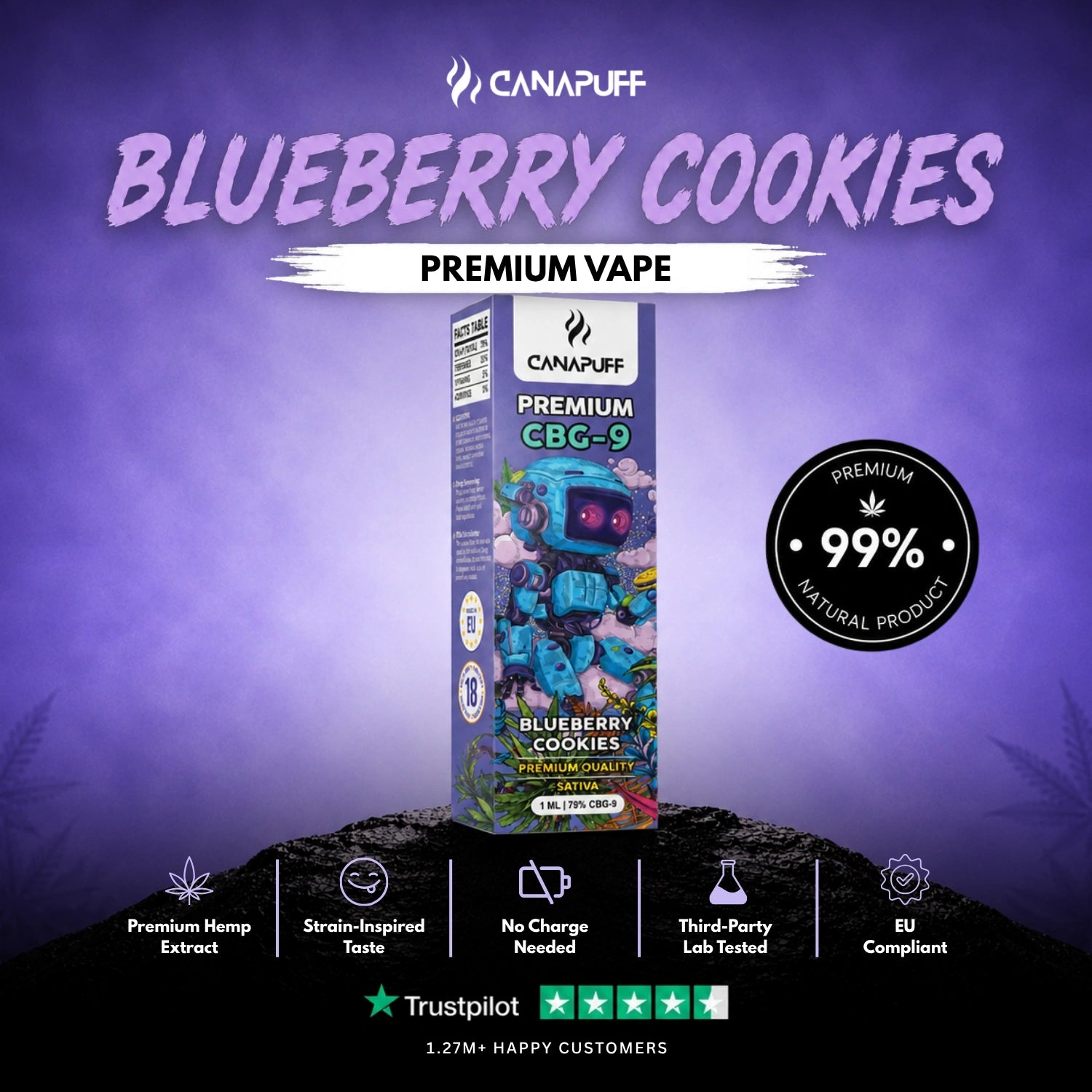 CBG9 Vape Blueberry Cookie 79 % 1 ml