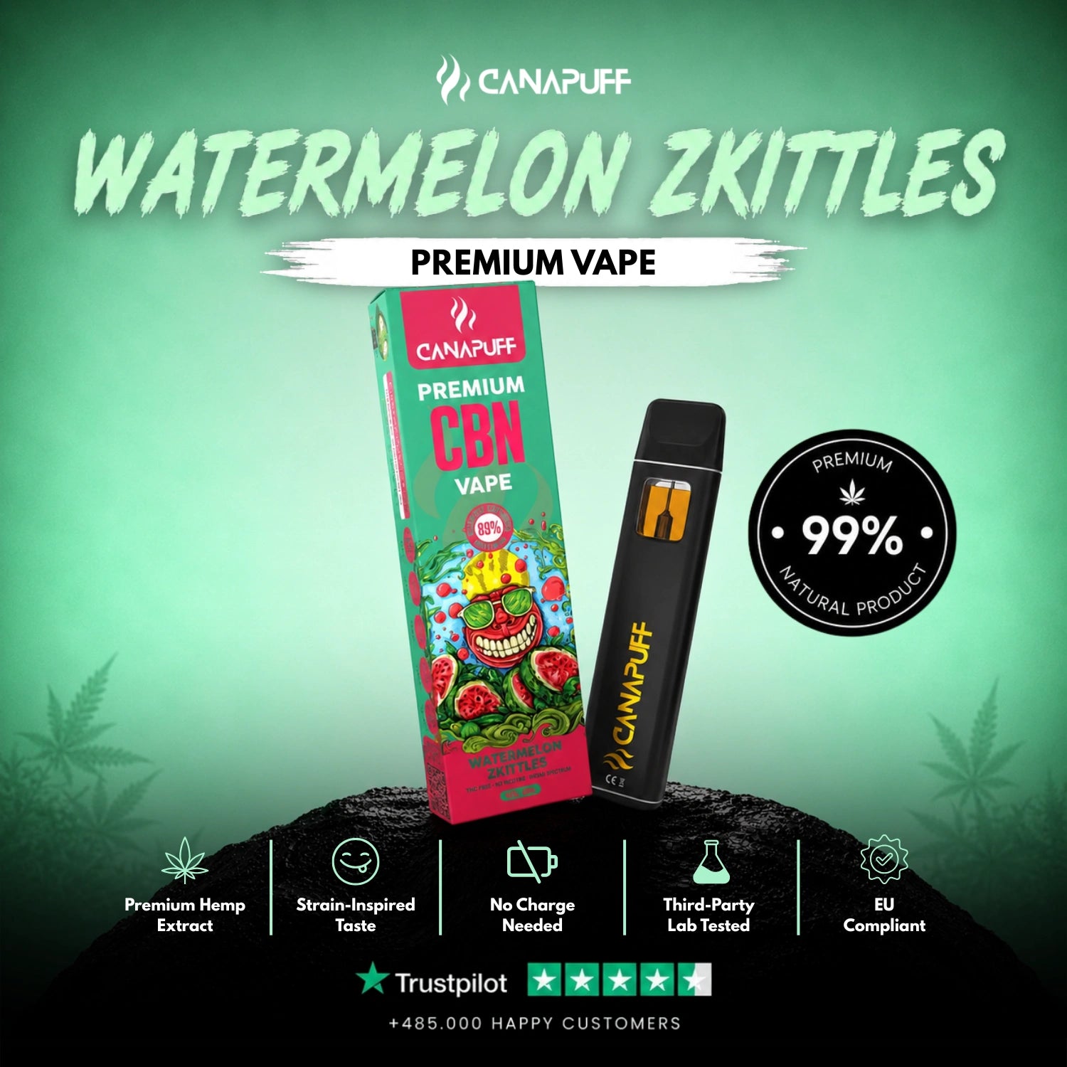 CBN Vape Zkittles Pastèque 89 % 1 ml