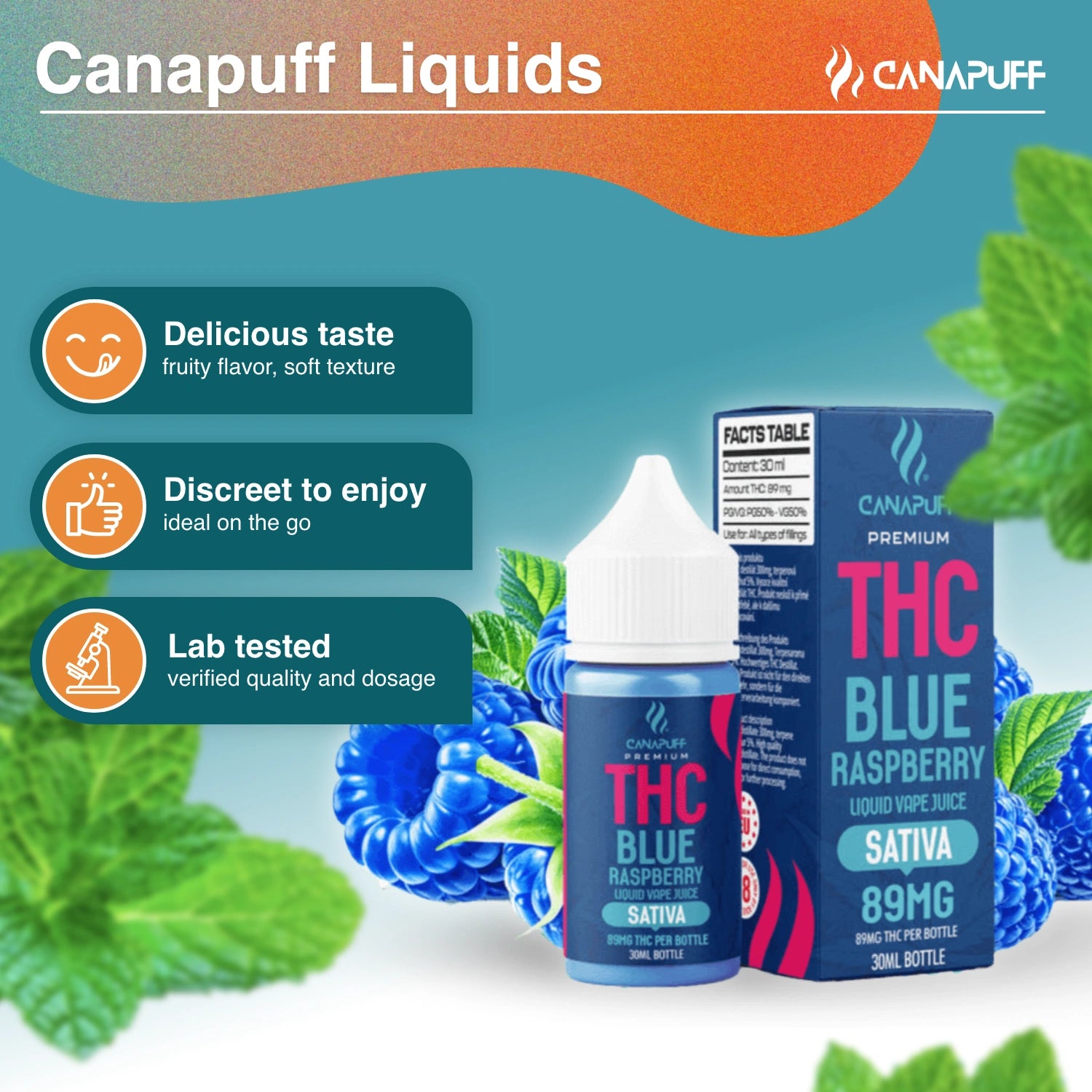 THC Liquid 89mg - Blauwe Framboos - 30ml - Canapuff