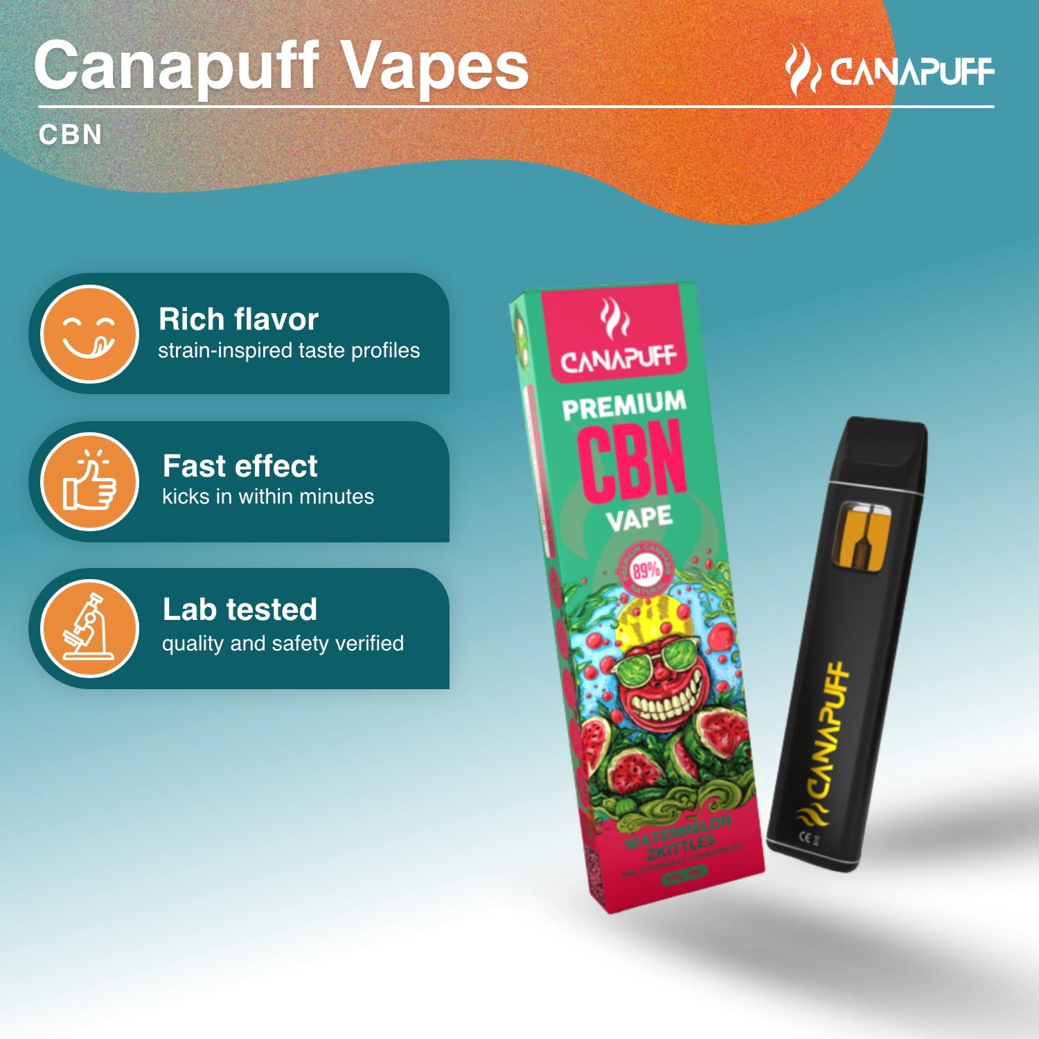 Watermelon Zkittles 89% CBN - Vaper - 1ml - Canapuff