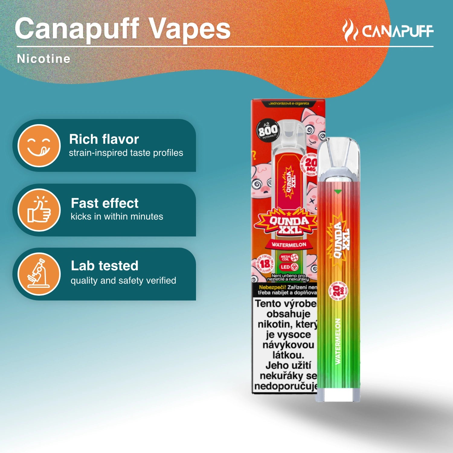 Qunda XXL Диня - Никотинов Vape - Canapuff