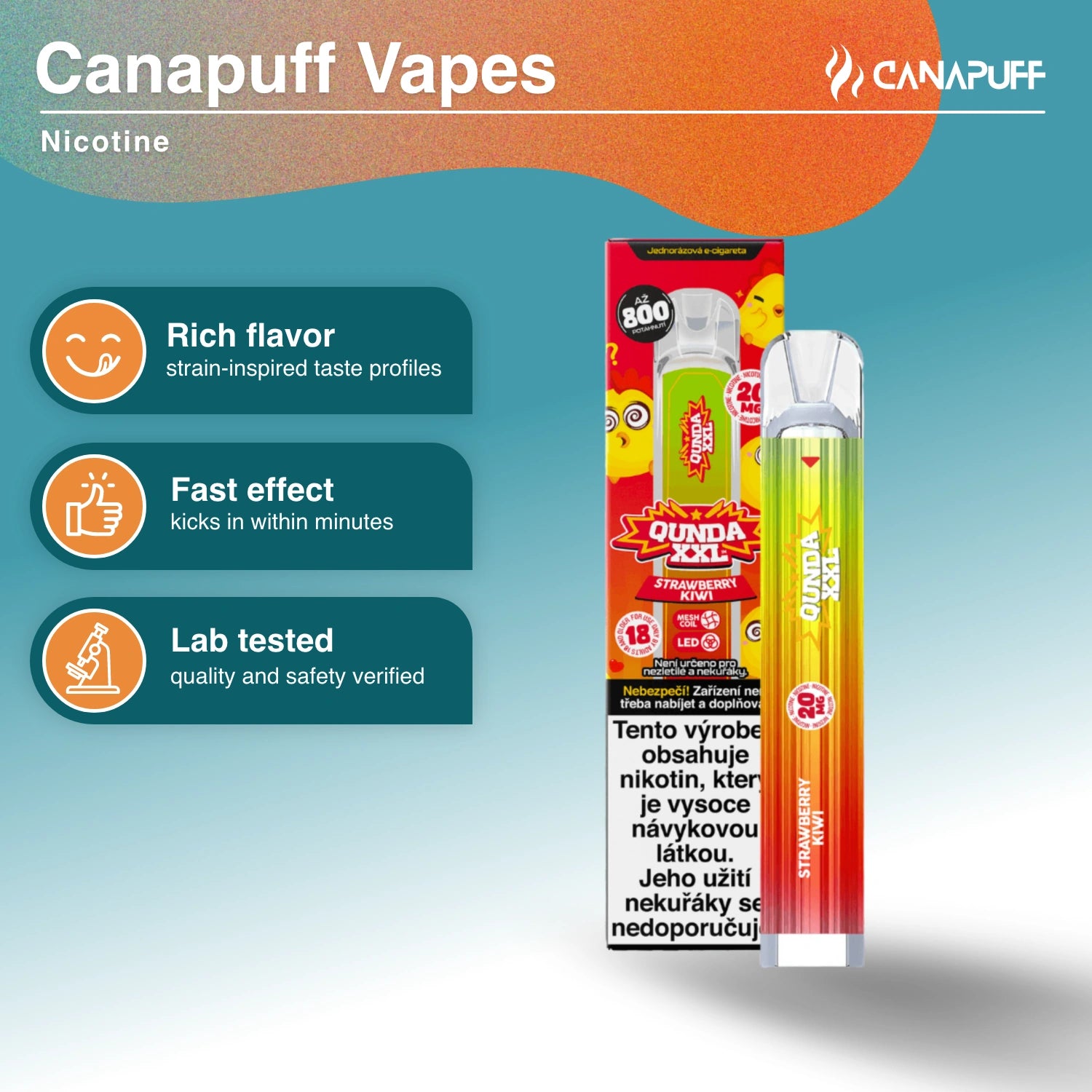 Qunda XXL Ягода Киви - Никотинова Vape - Canapuff