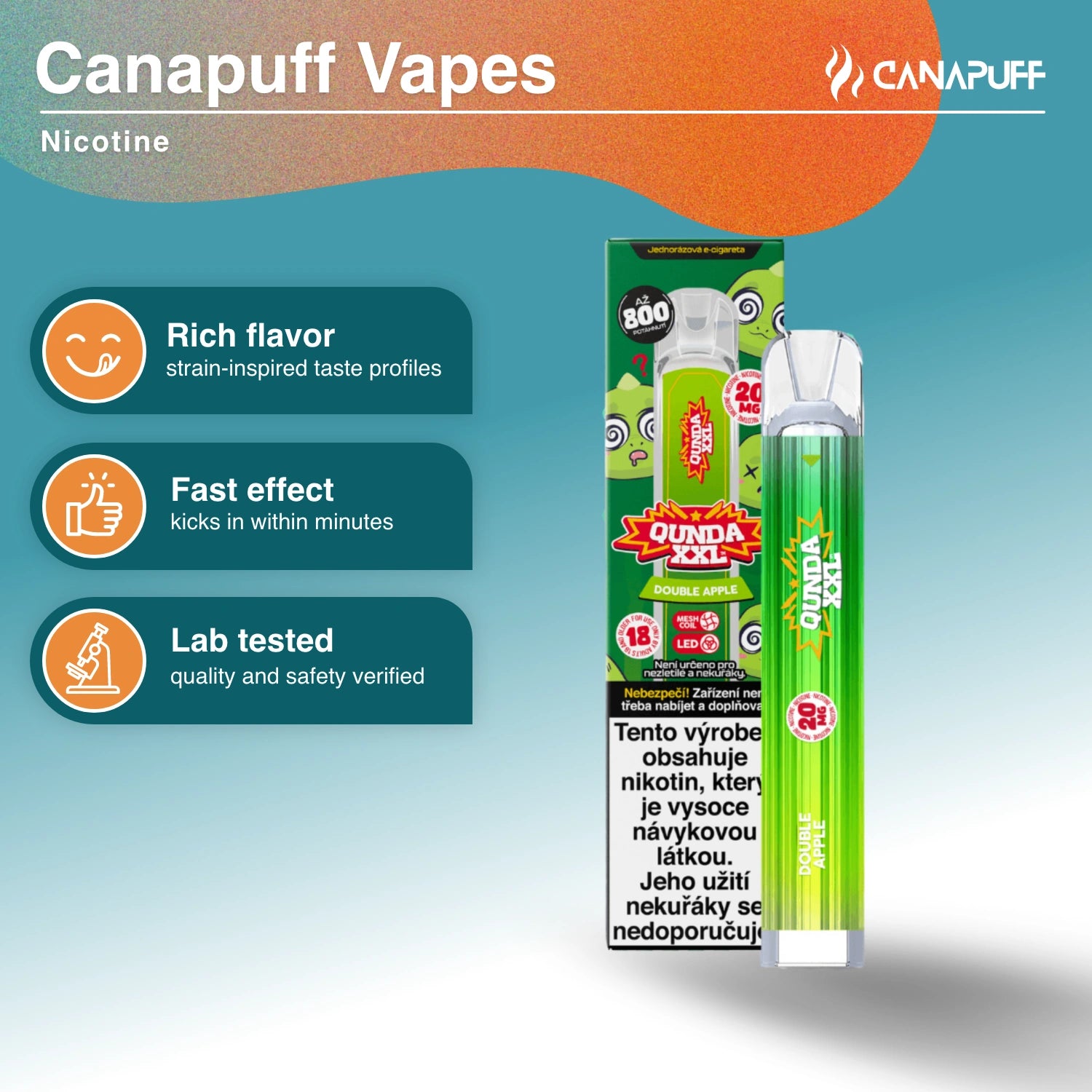 Qunda XXL Двойна ябълка - Никотинов Vape - Canapuff