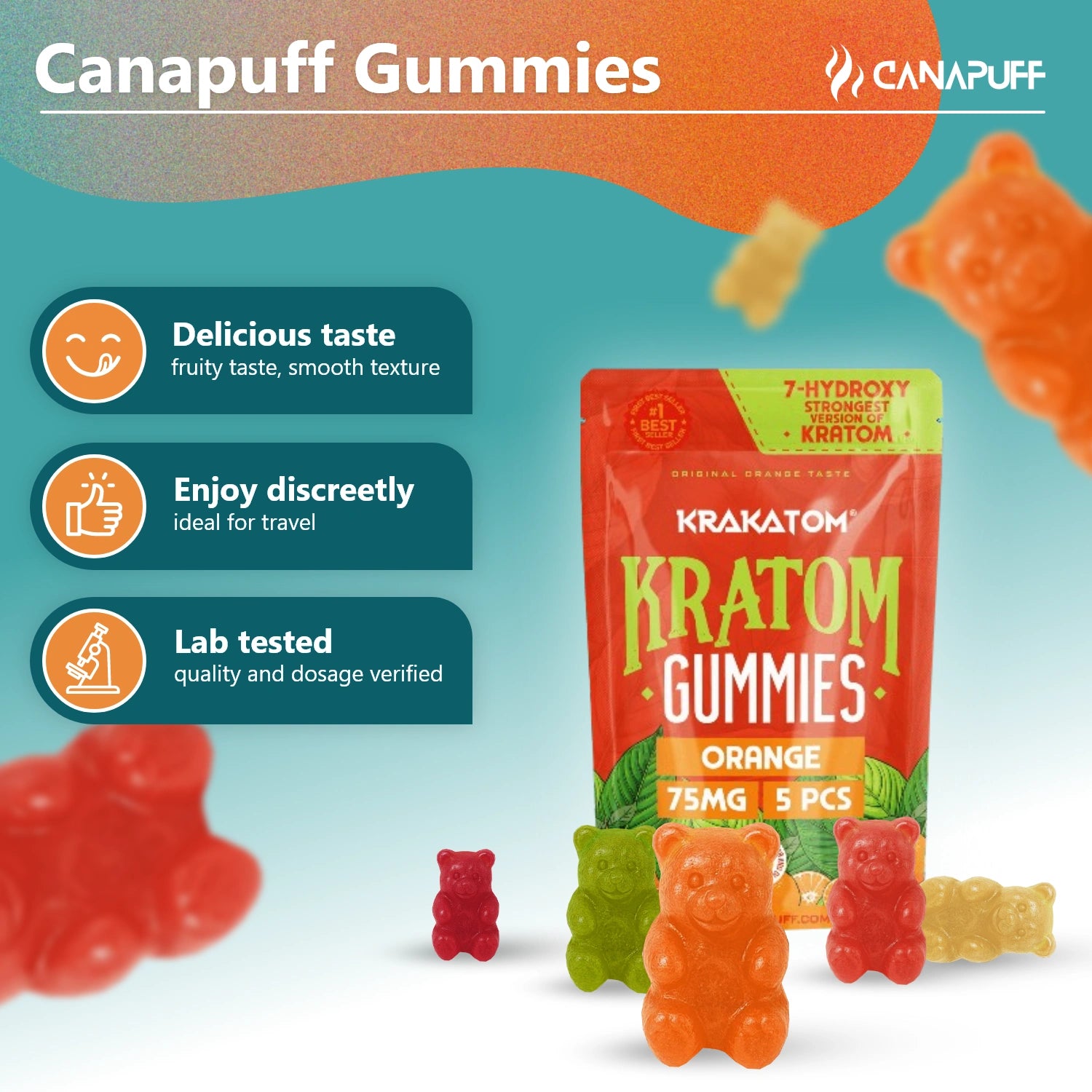 7-υδροξυ Kratom Gummies Πορτοκαλί