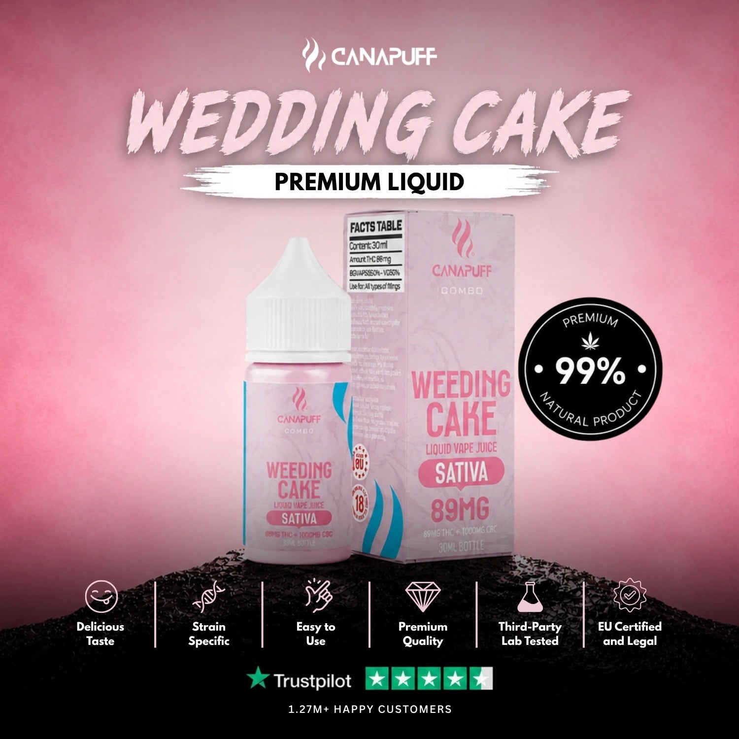THC liquid 89 mg 1000 mg CBC Weeding Cake 30 ml