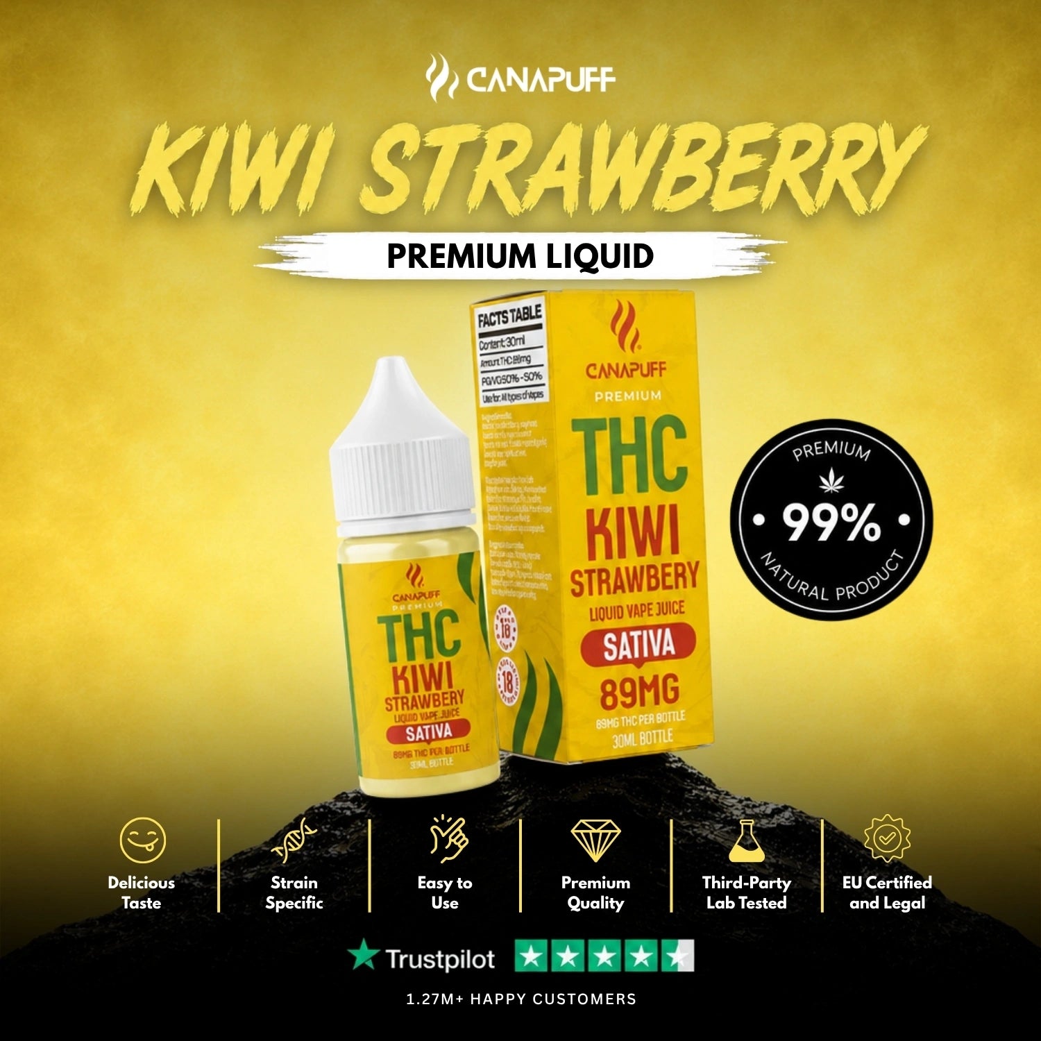 THC liquid Kiwi Strawberry 89 mg 30 ml