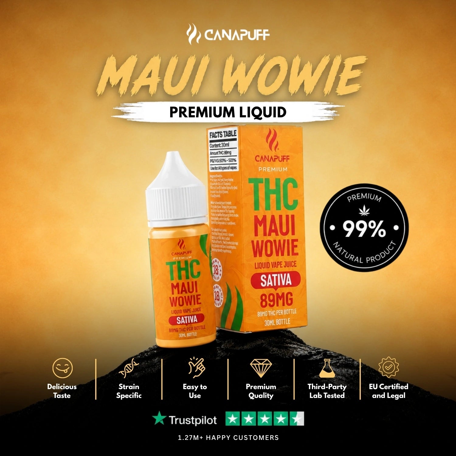 THC liquid Maui Wowie 89 mg 30 ml