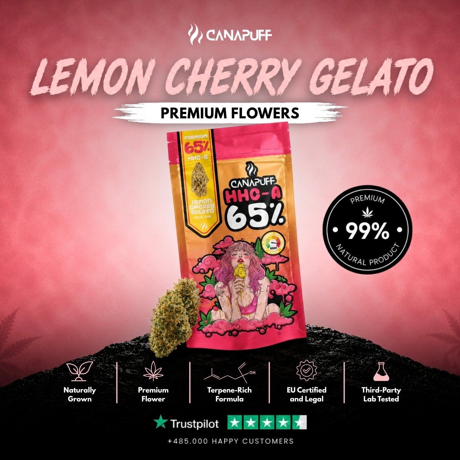 HHC-A Fleurs Lemon Cherry Gelato 65 %