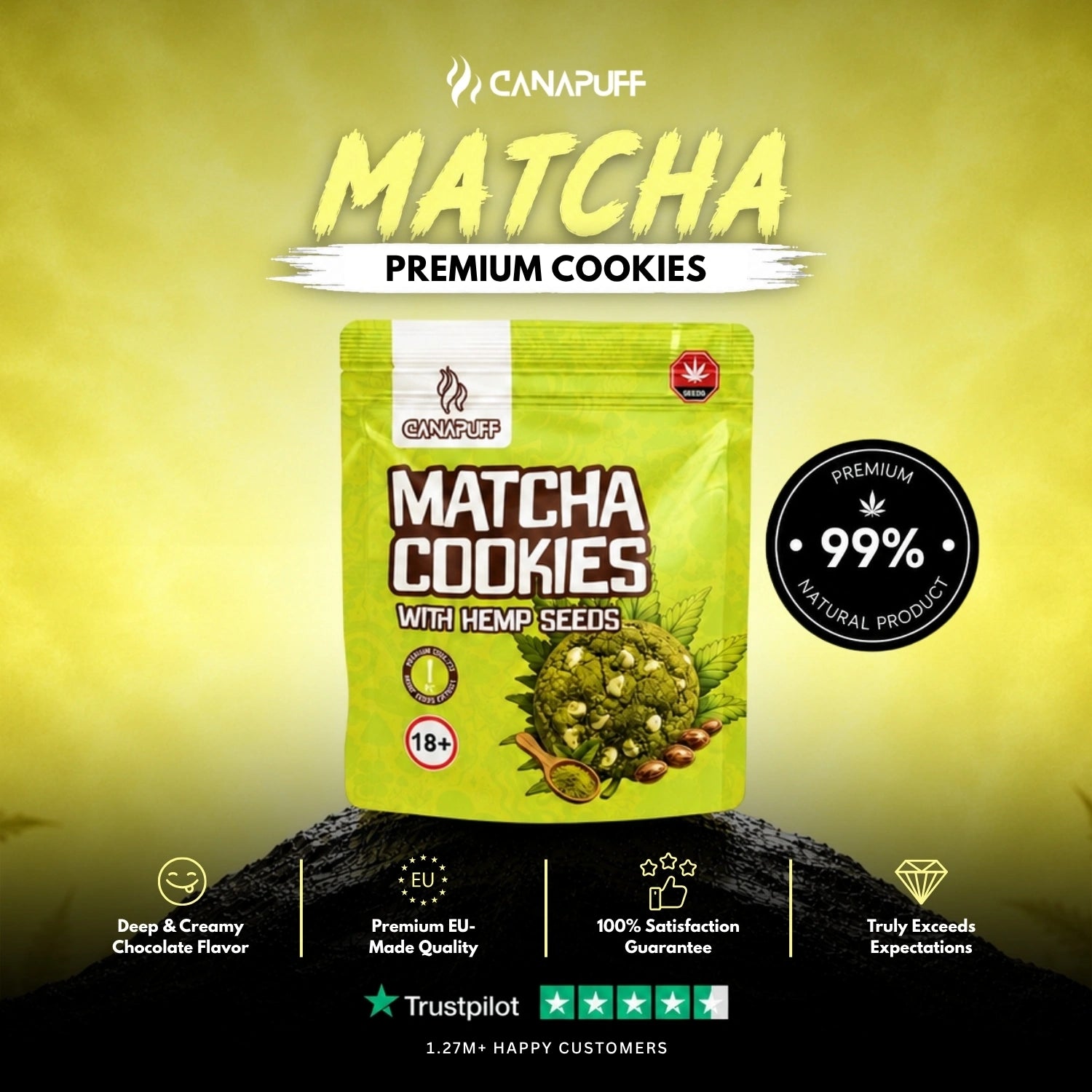 Matcha Cookies aux graines de chanvre