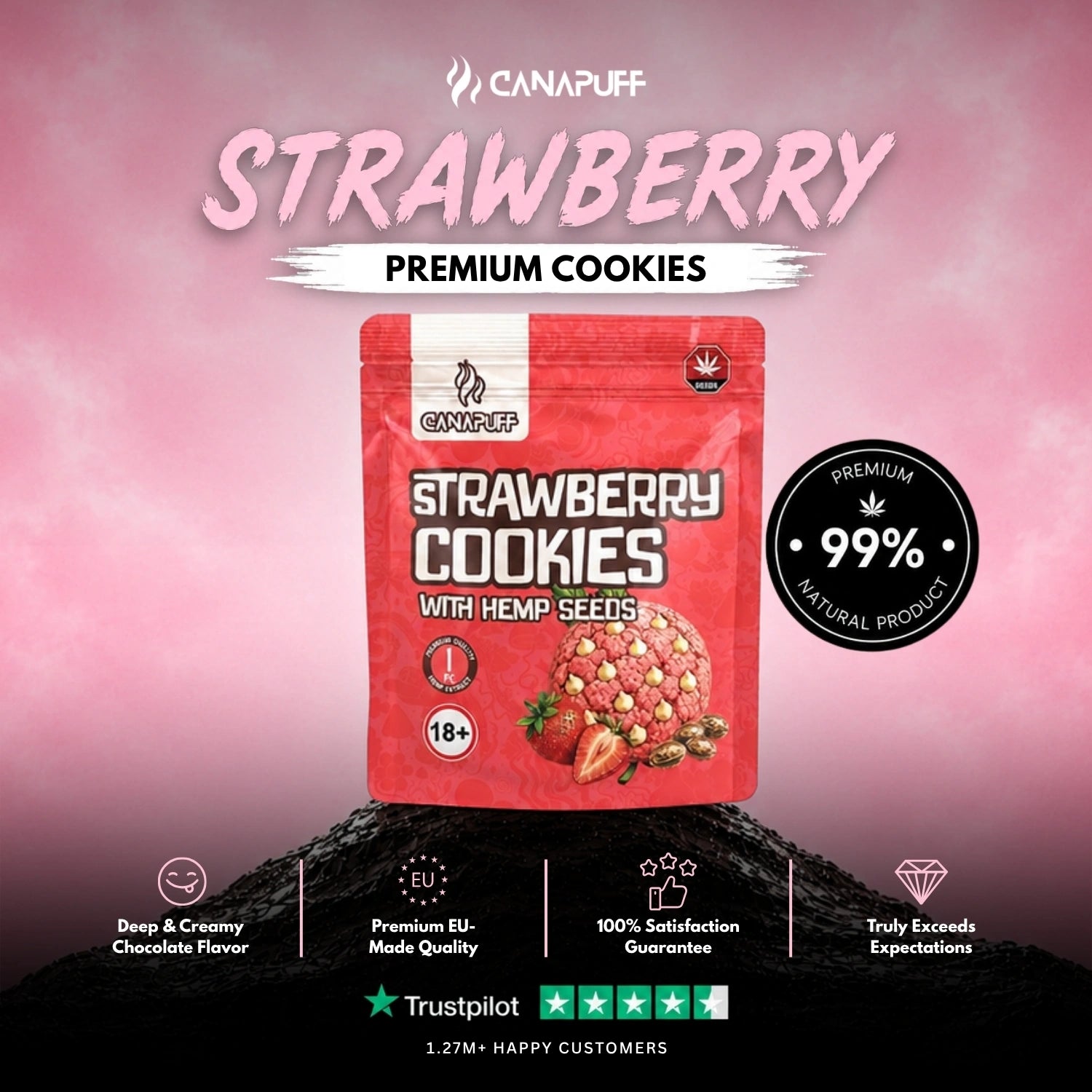Strawberry Cookies aux graines de chanvre