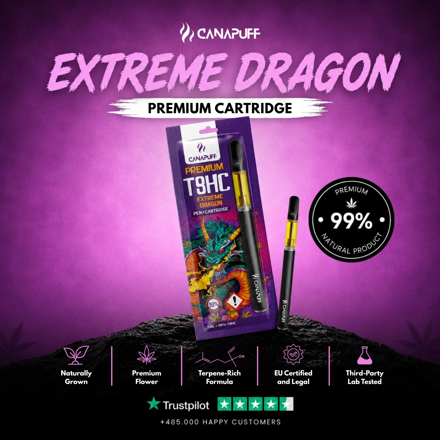 T8HC Pen + Cartouche Extreme Dragon 99 %