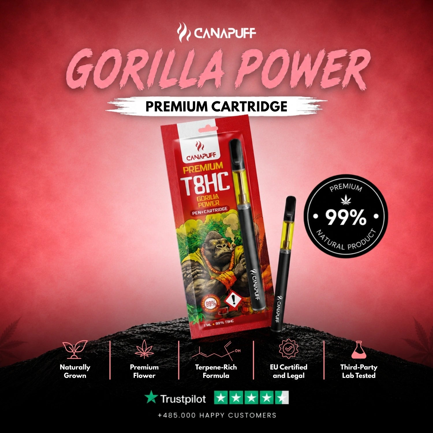 T8HC Pen + Cartouche Gorilla Power 99 %