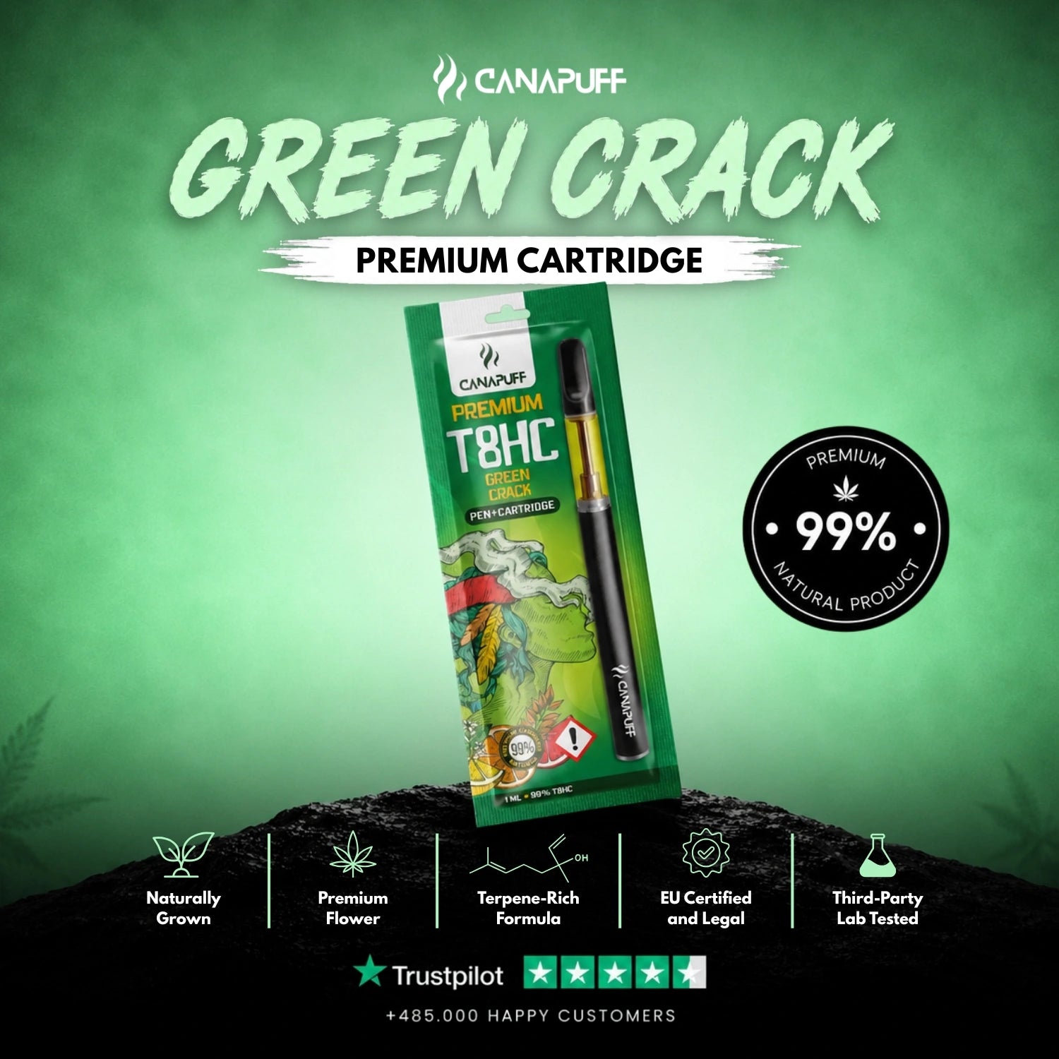 T8HC Pen + Cartouche Green Crack 99 %