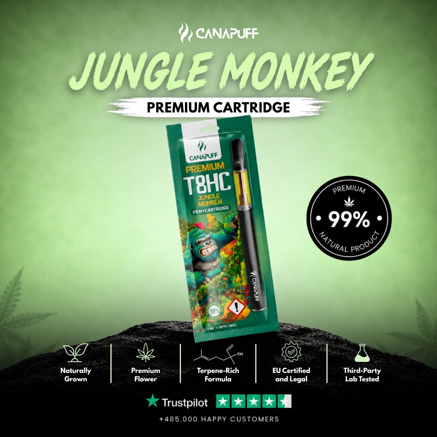 T8HC Pen + Cartouche Jungle Monkey 99 %