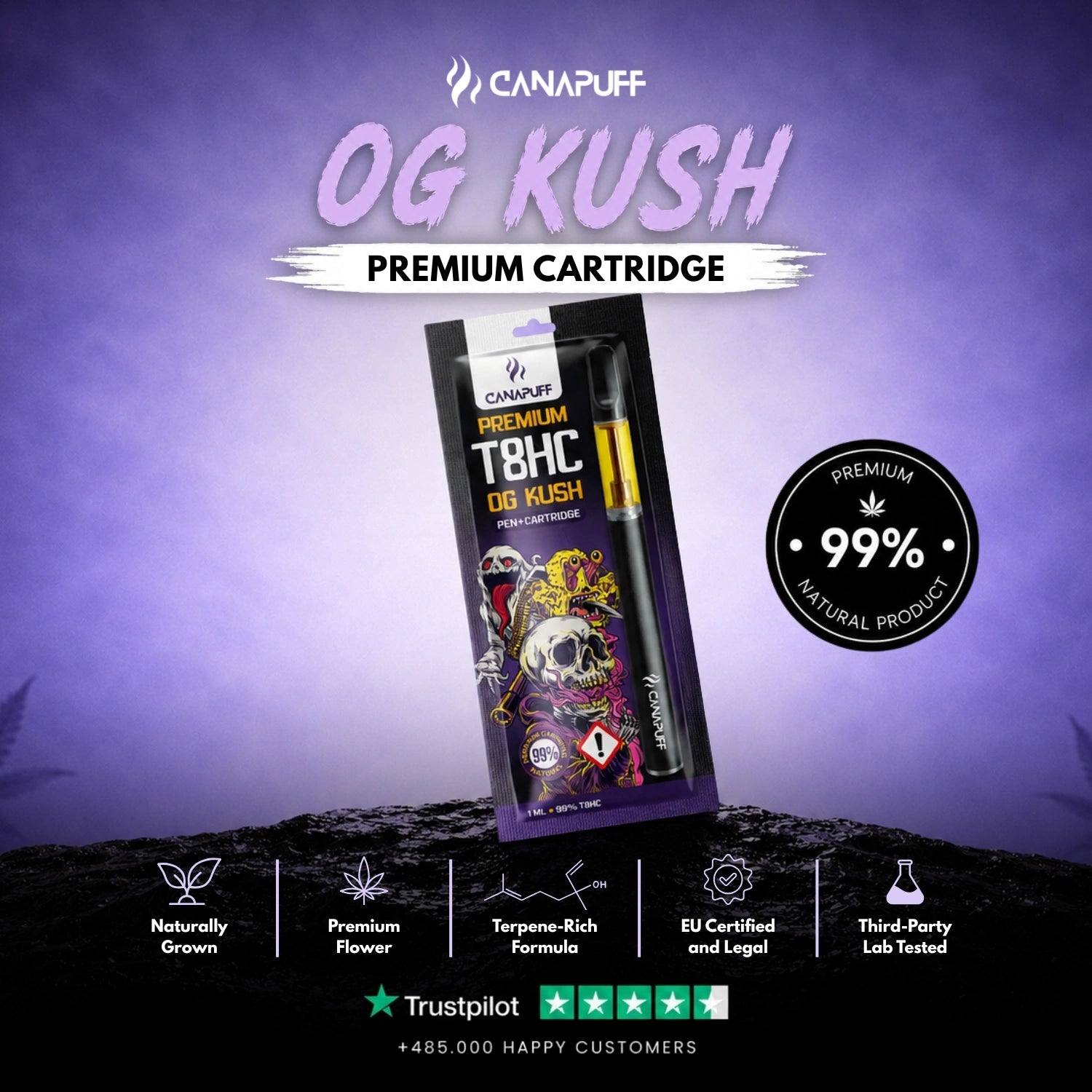 T8HC Pen + Cartouche OG Kush 99 %