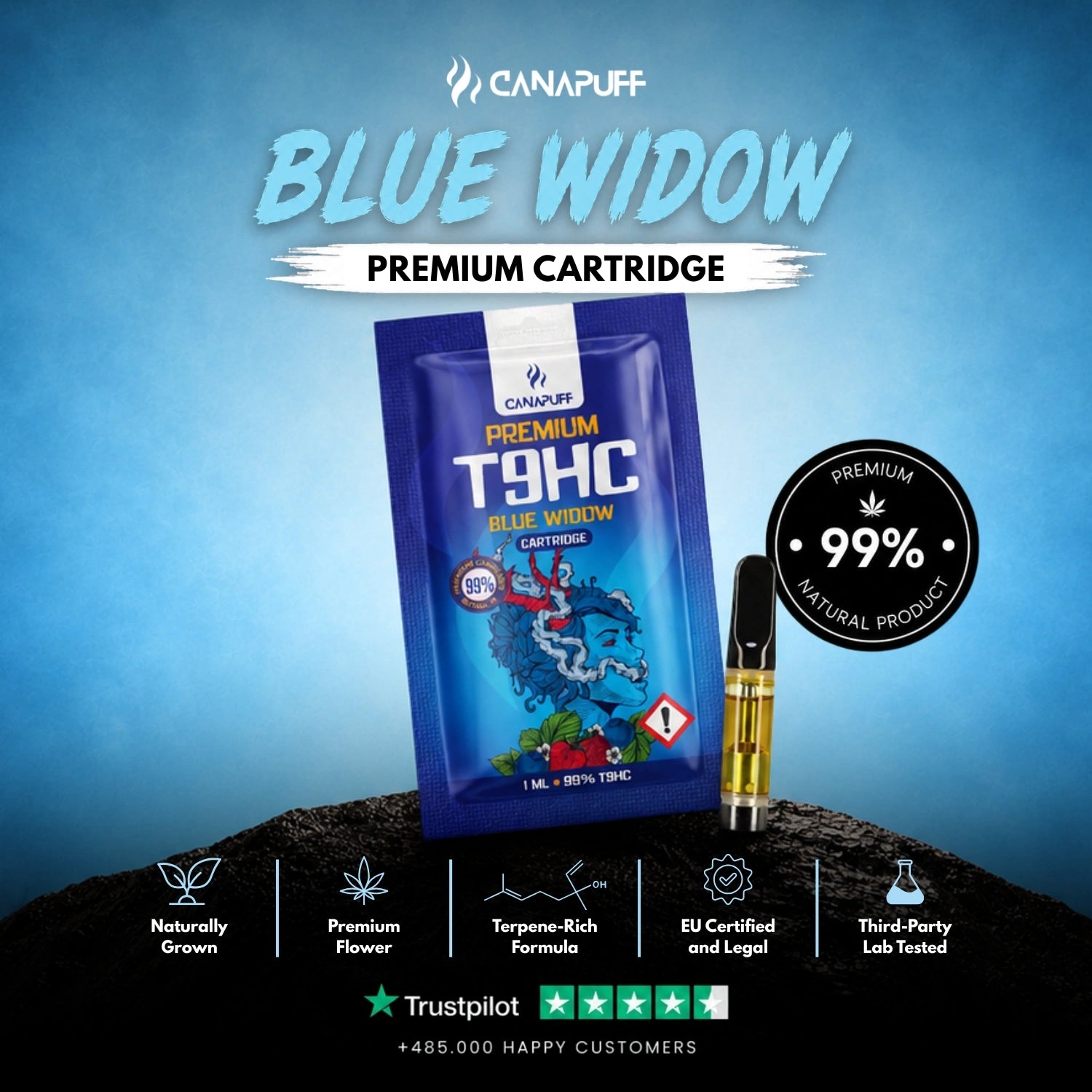 T9HC Cartouche Blue Widow 99 %
